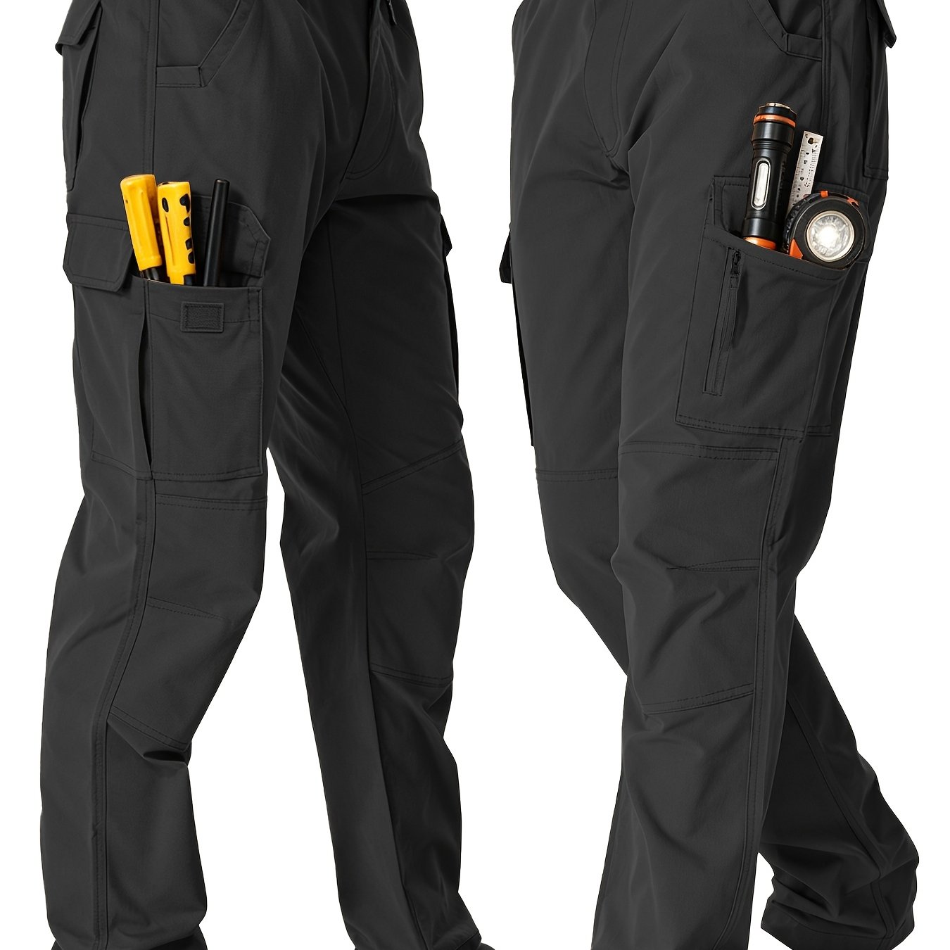 Image of Plus Size Men's Outdoor Tactical Cargo Pants, Lightweight Breathable Sports Trousers, Tear-resistant And Wear-resistant Multi-pocket Pants, Straight-leg Hiking And Travel Pants, Plus Size