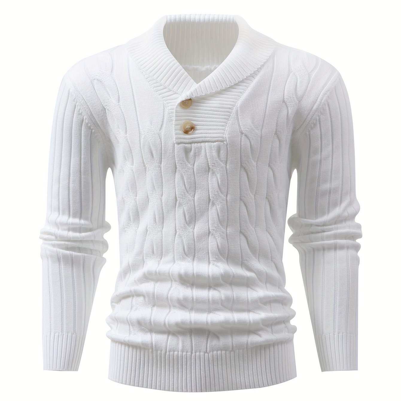 Iron Obm Men's Casual Ribbed Knit Sweater - Solid Color Long Sleeve Pullover With Turn- Collar, 100% Polyester, High Elasticity & 300gsm Fabric For Autumn/winter