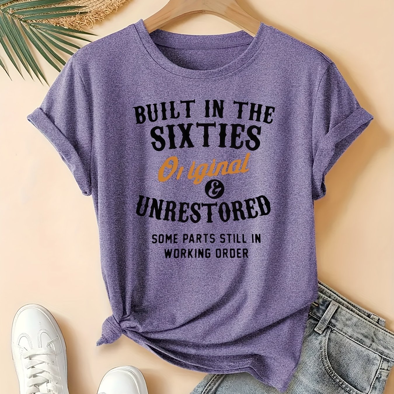 TEMU Plus Size Women's Short-sleeve T-shirt With A Easy Yellow And Design, Featuring A Round Neck, Elegant , And A Cute . It's Fashionable For