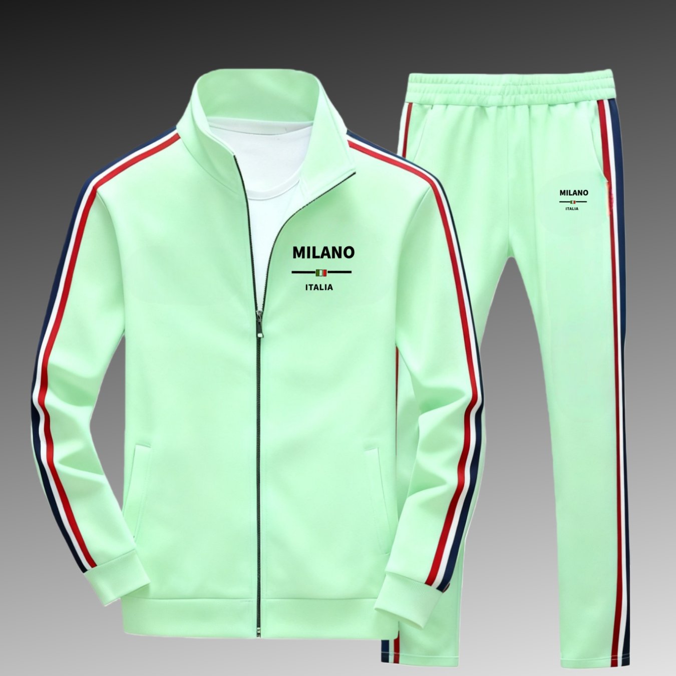 2pcs Set! 2026 New Casual Fashion Sports Jacket Trousers Set | Unisex, Fashionable And Versatile, Suitable For , Regular Version, Lapel, Geometric Pattern, Micro-elastic Fabric