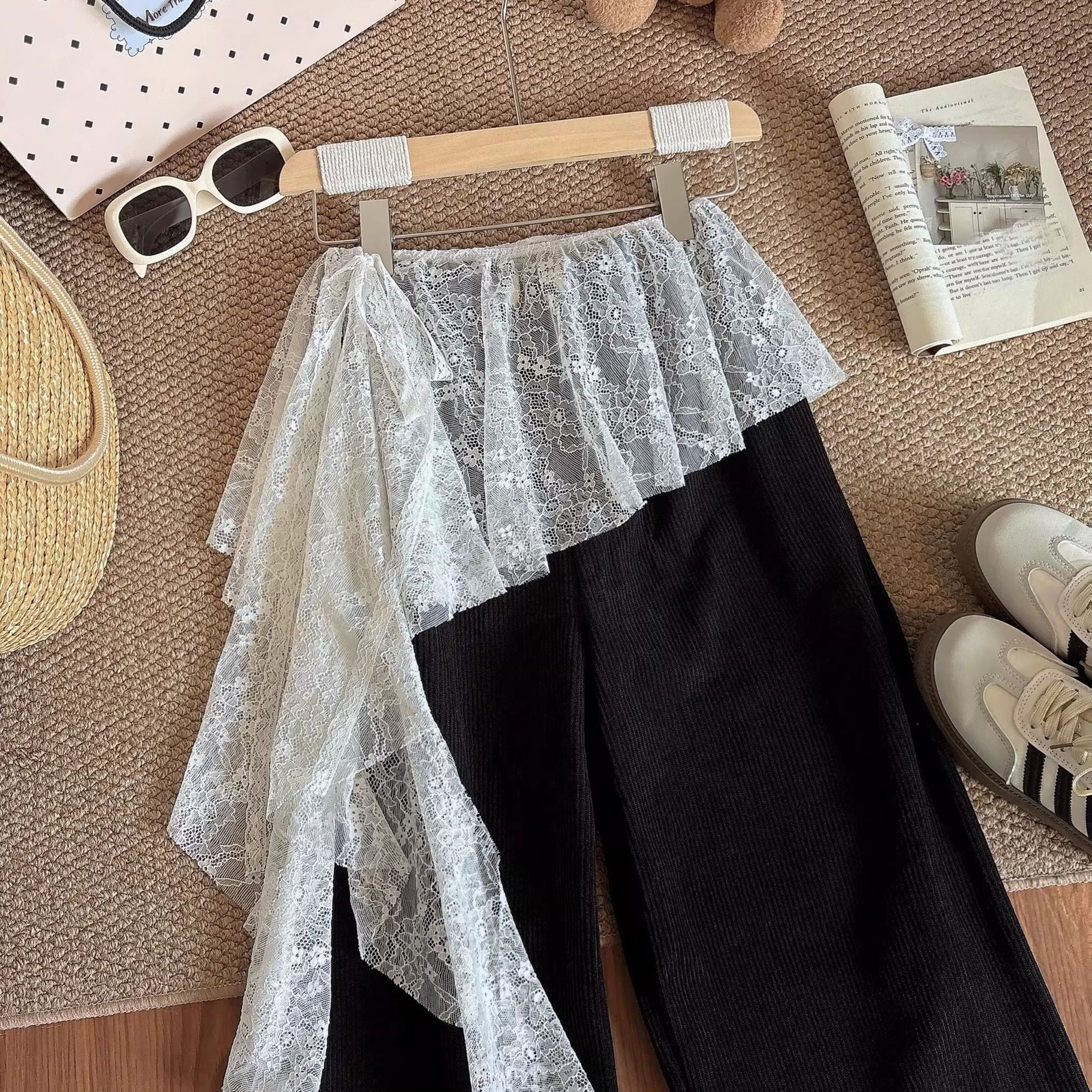 Fashion Must-have Layering Accessory: Lace Trim Triangle Scarf Skirt One-piece Hip-hop Flare Dress