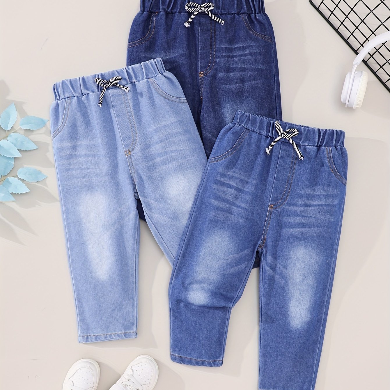 Image of 3pcs Set Of Baby Casual Long Pants Boys Outdoor Sports Trousers Straight Leg Pants