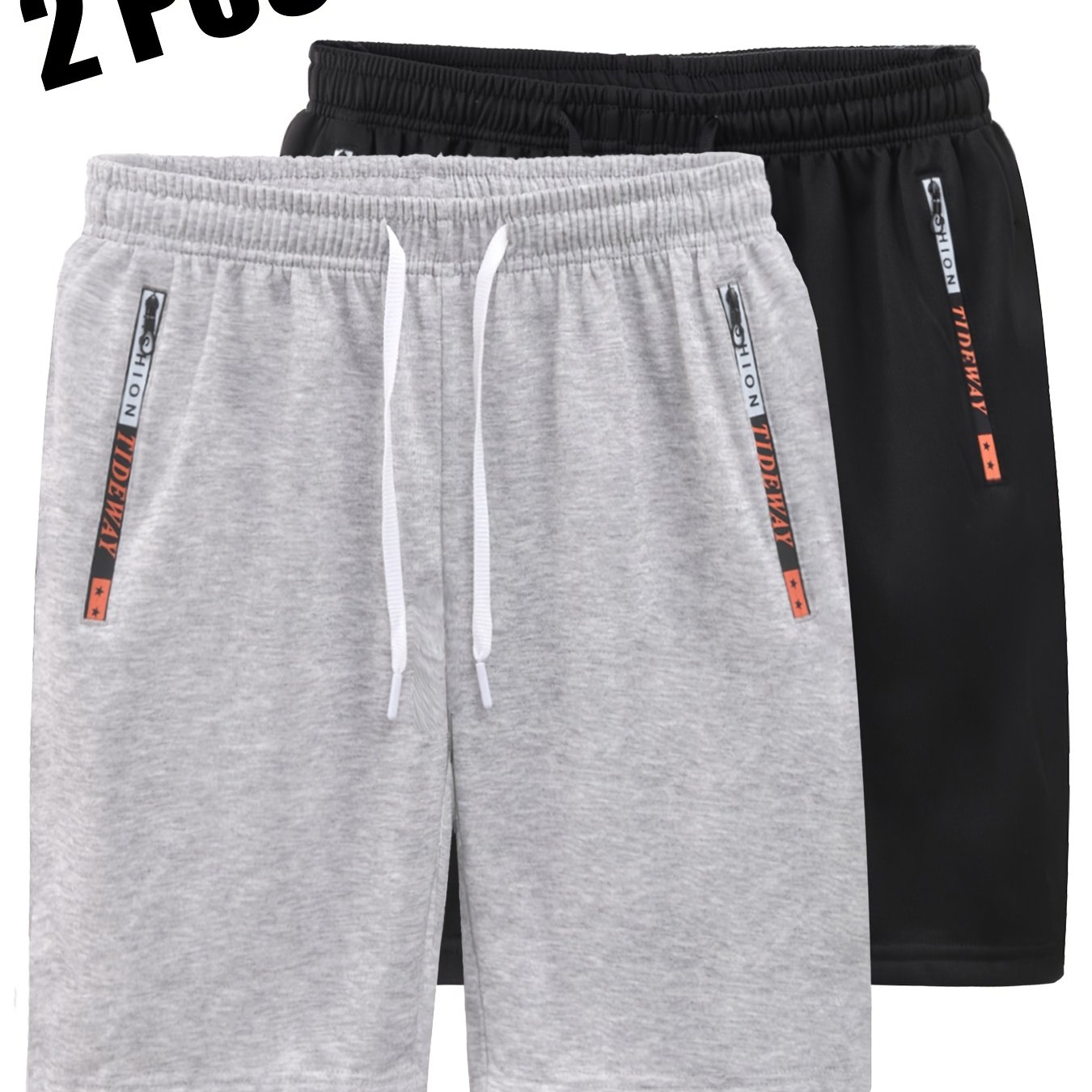 E-shop 2 Stück Herren Freizeit Outdoor Sportshorts - Herrenbekleidung, Sommer Herren Freizeitshorts mit Reißverschlusstaschen, Einfaches