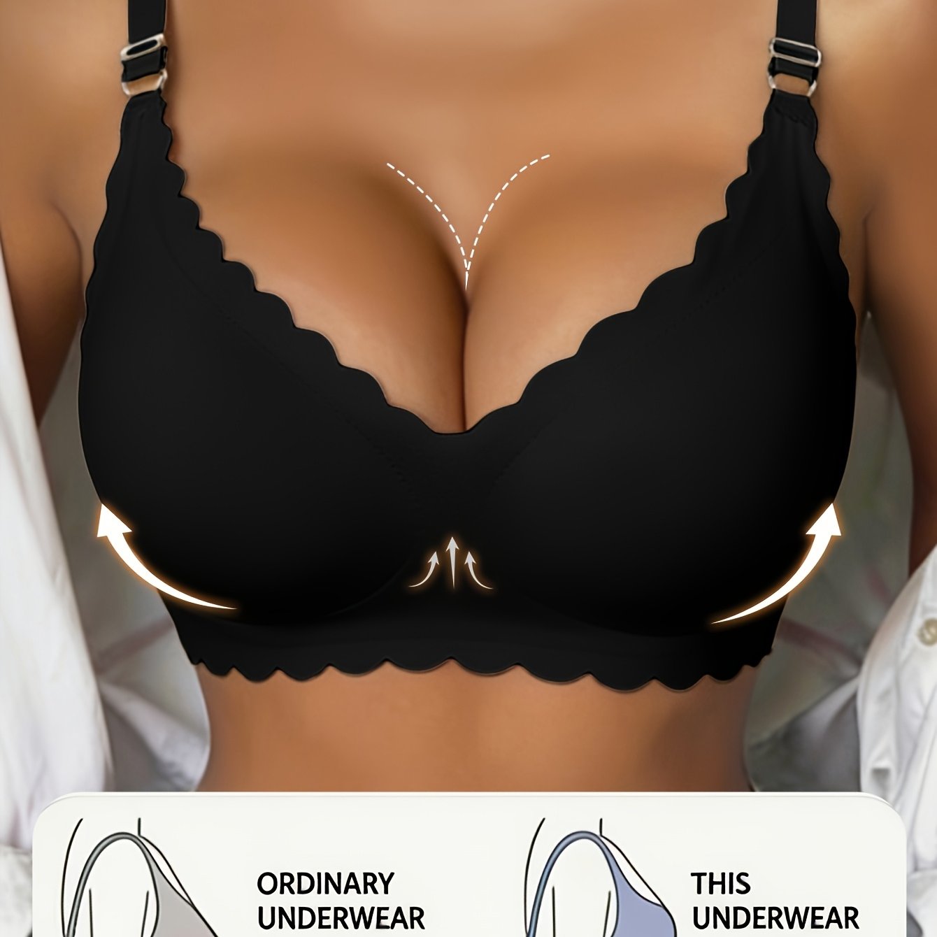 Plus Size Women's Bra Underwear - High Cup Unlined Gel-filled Supportive Push-up Bra, Lightweight And Breathable, Gathering And Lifting, Anti-sagging Bra With Removable Pads