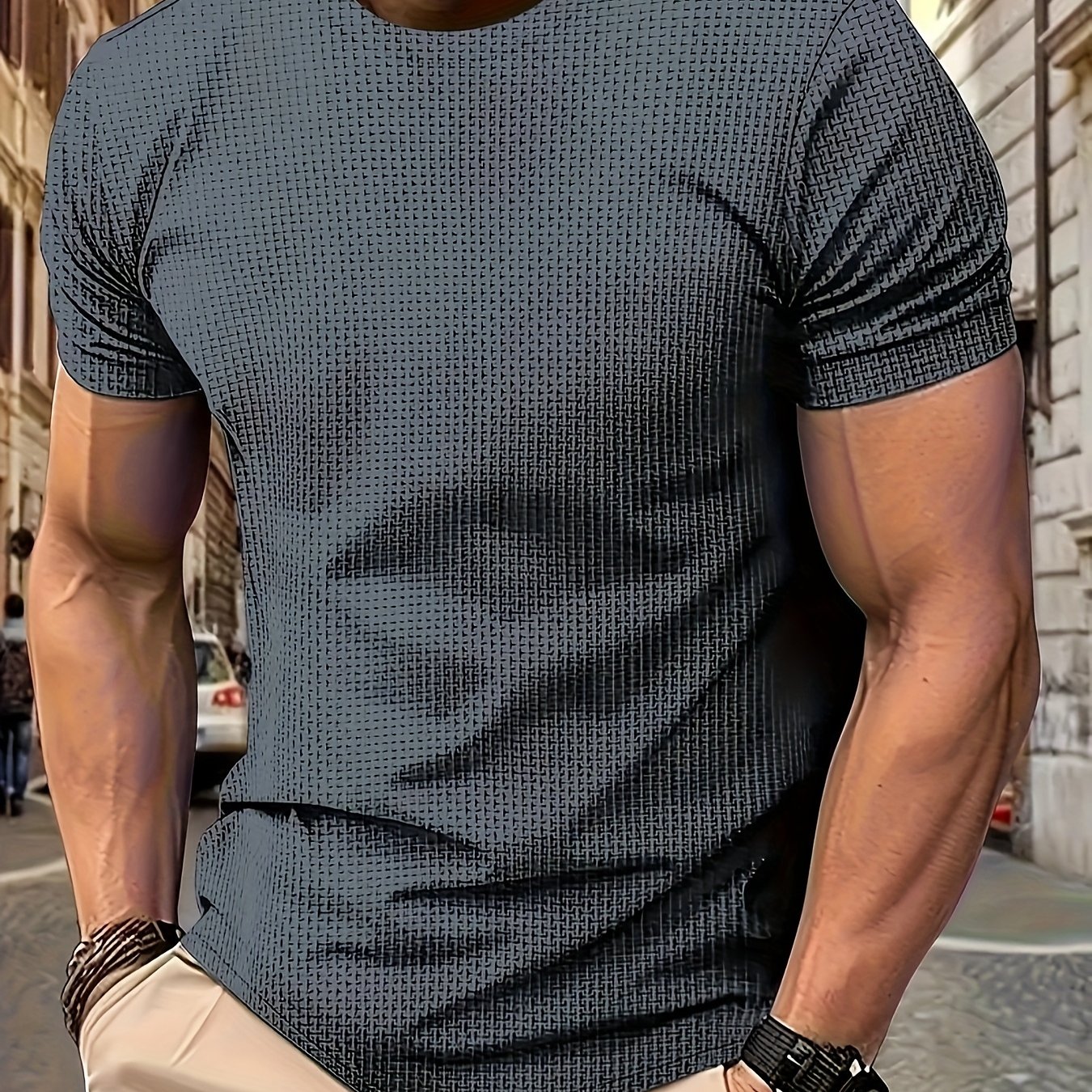 Large Men's T-shirt, Cool And Breathable Men's Round Neck Short Sleeve, Summer Men's T-shirt, Solid Casual Men's Clothing, Best Gift For Family, Plus Size