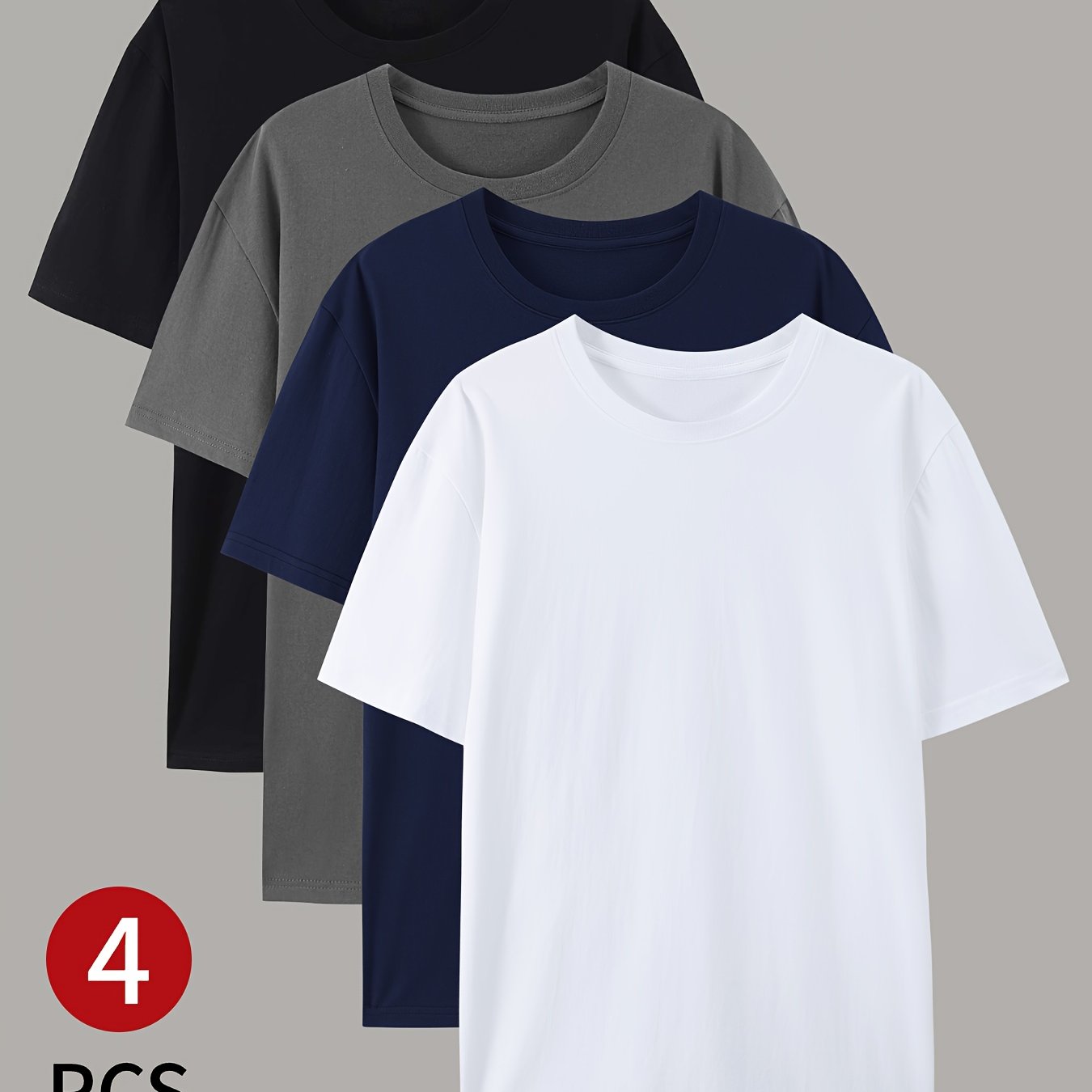 4pcs Set Men' Short Sleeve T-shirts - Multicolor T-shirts Summer Men's Casual Wear Comfortable ( Like Loose Fit, Ordering 1 )