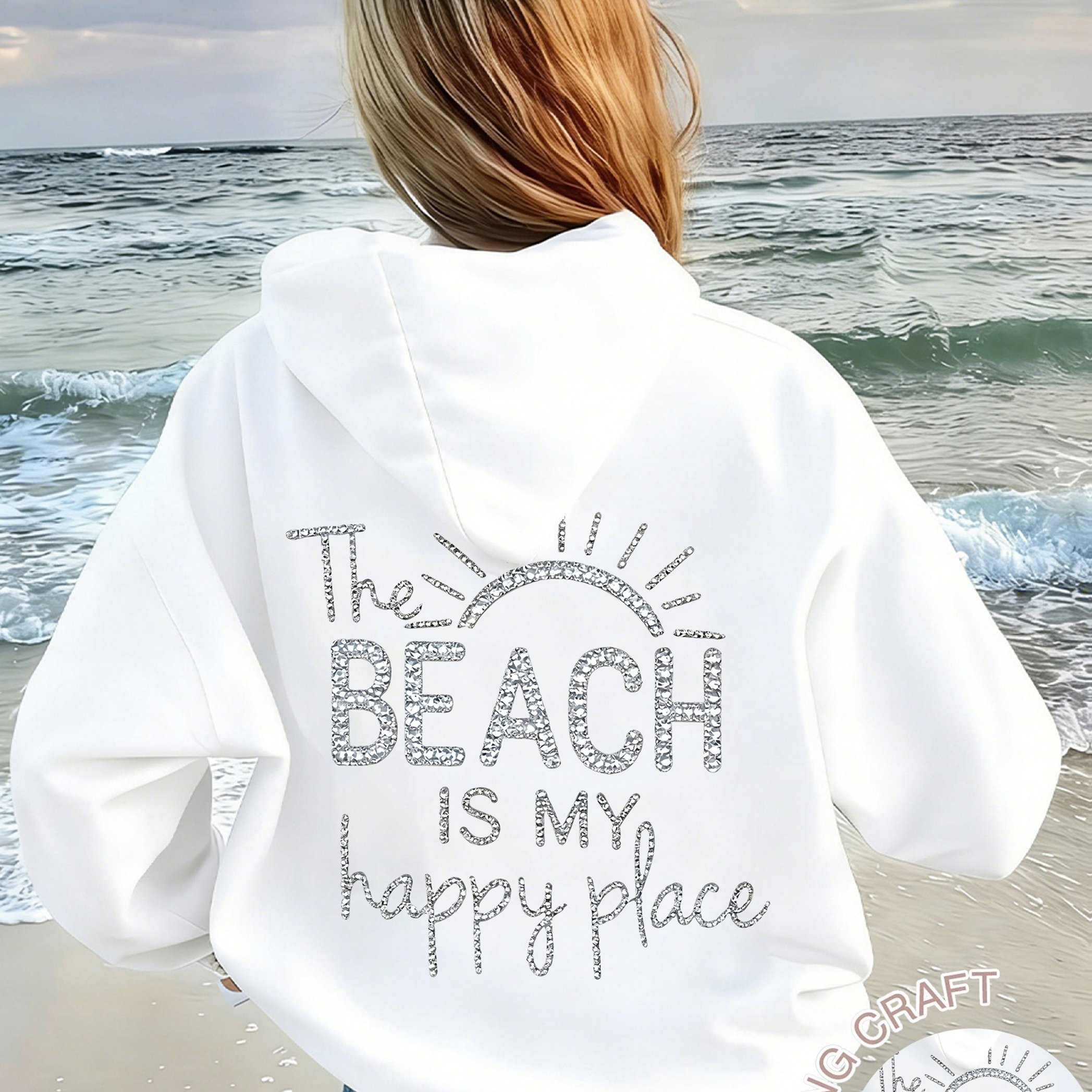 A Beach Is Design Trendy Hoodie Woman's Hoodie High Quality Thick Sweatshirt Summer Beach Outing Gift For
