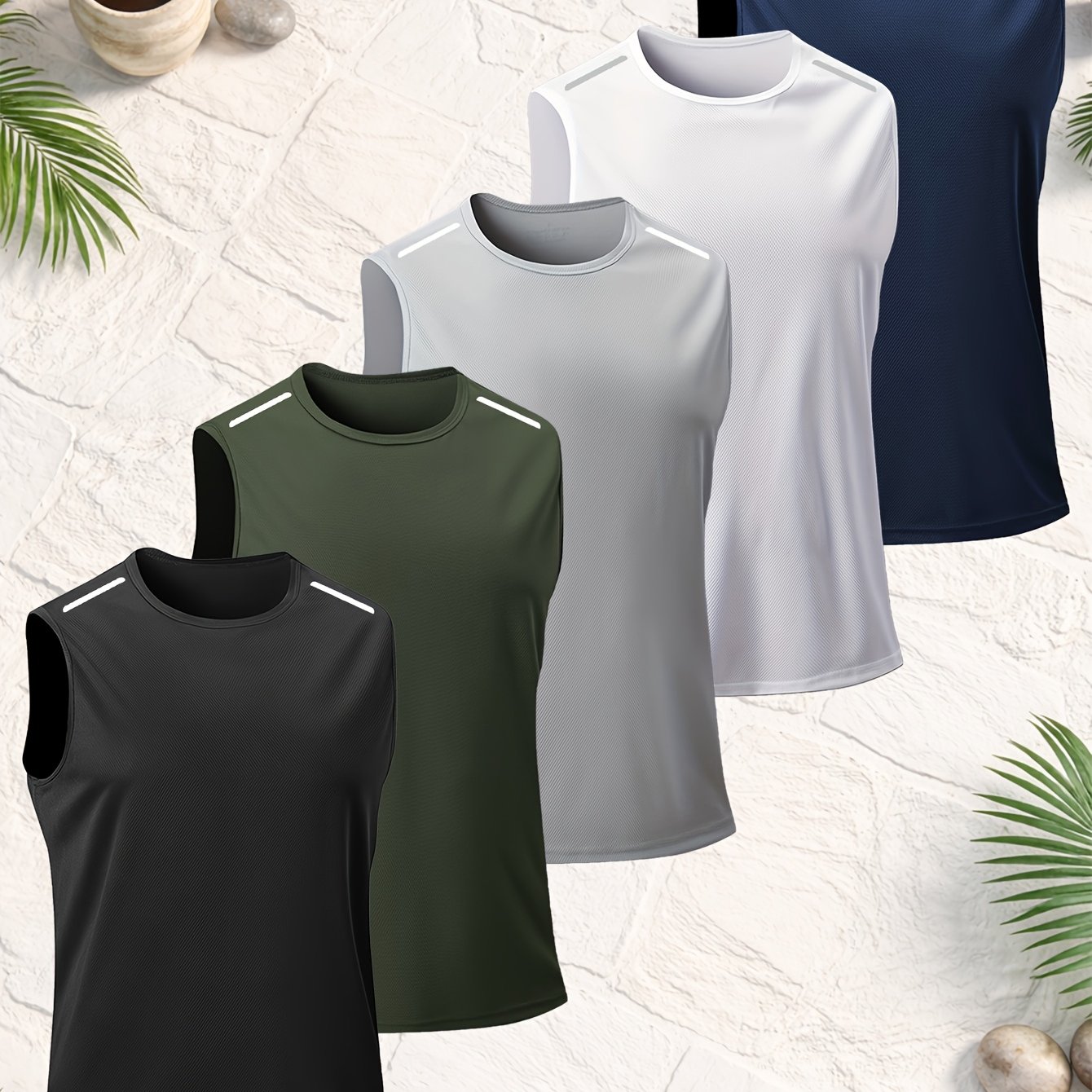 TEMU 5pcs Men's Tank Tops, Sleeveless Shirts, Quick-dry Fabric, Soft And Comfortable, Breathable And Moisture-wicking, Suitable For Summer, Casual