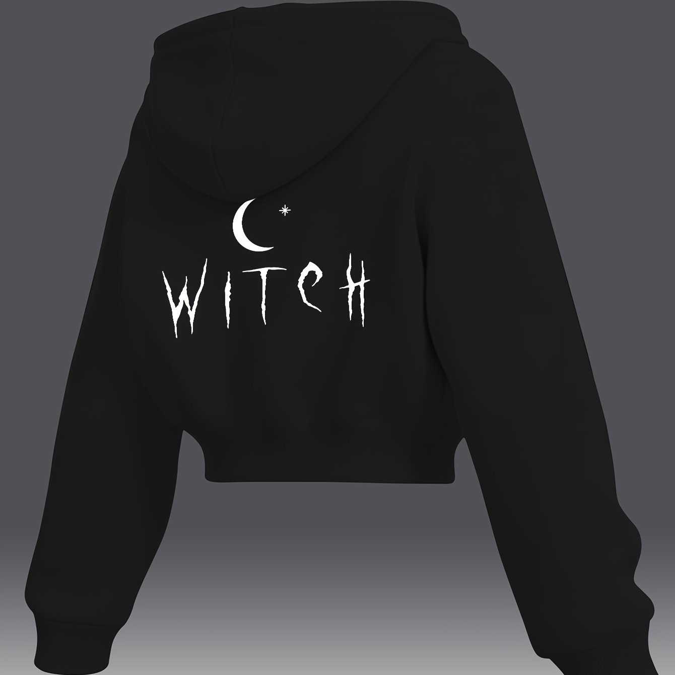 TEMU Autumn/winter Women's Short Hooded Sweatshirt Mysterious Moon And Stars Print Women's Slim Fit Short Autumn/winter Fleece-lined Halloween Theme