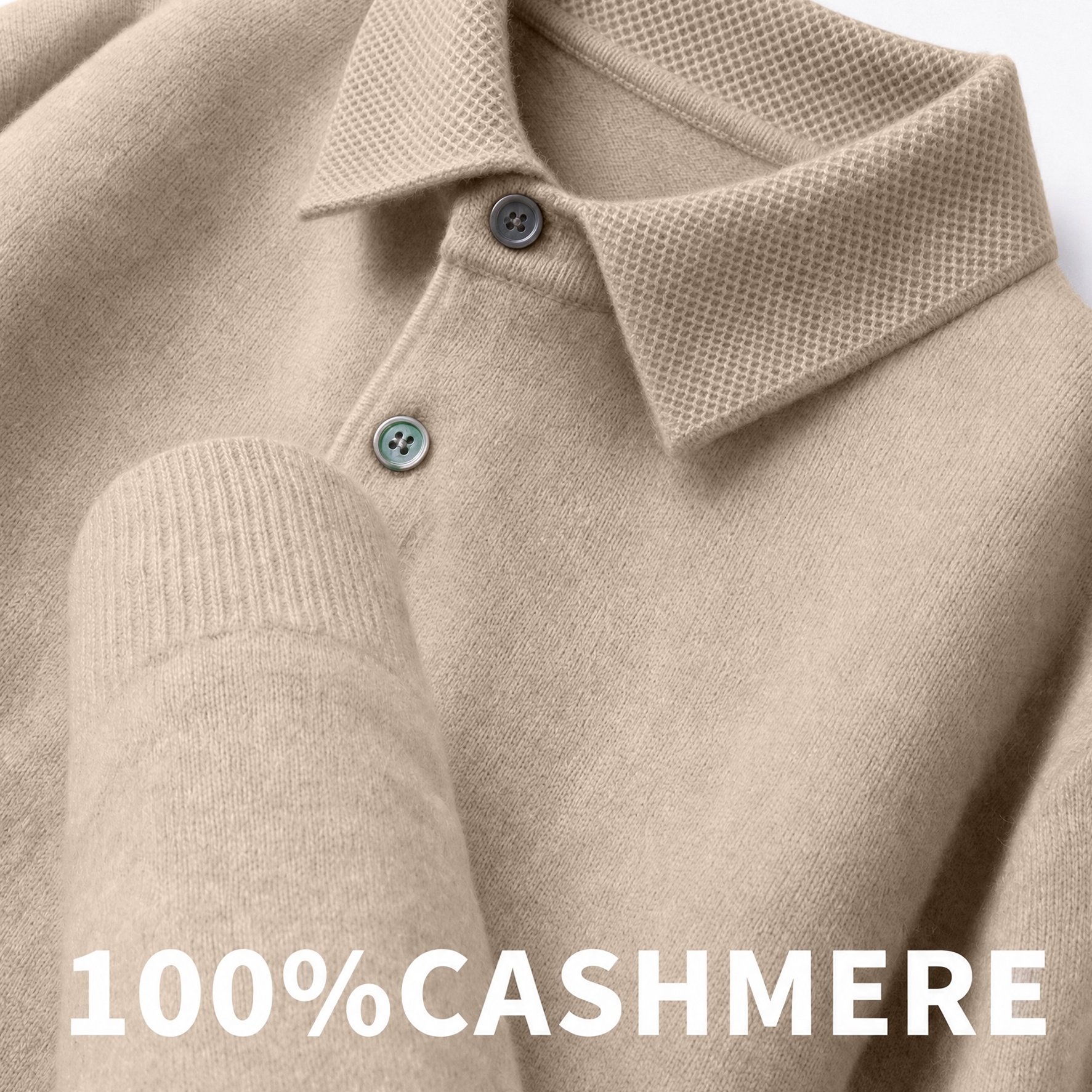 Image of 2026 New Arrival 100% Cashmere Sweater Knitwear Base Layer Soft And -friendly Solid Color Waffle Knit Collar 2 Button Knitwear For Men Casual Minimalist Autumn Winter Regular Fit Daily Wear