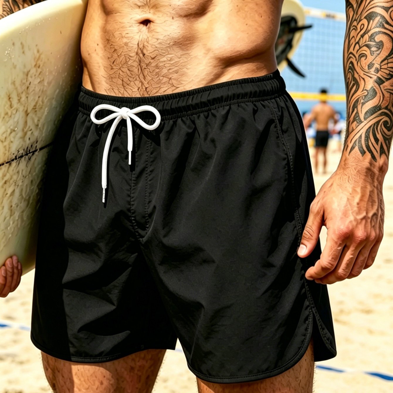TEMU Men' Color Quick-dry Outdoor Beach Shorts, Elastic Drawstring Loose Swim Trunks, Beach Volleyball Vacation Sports Pants, Casual Swimming Pool