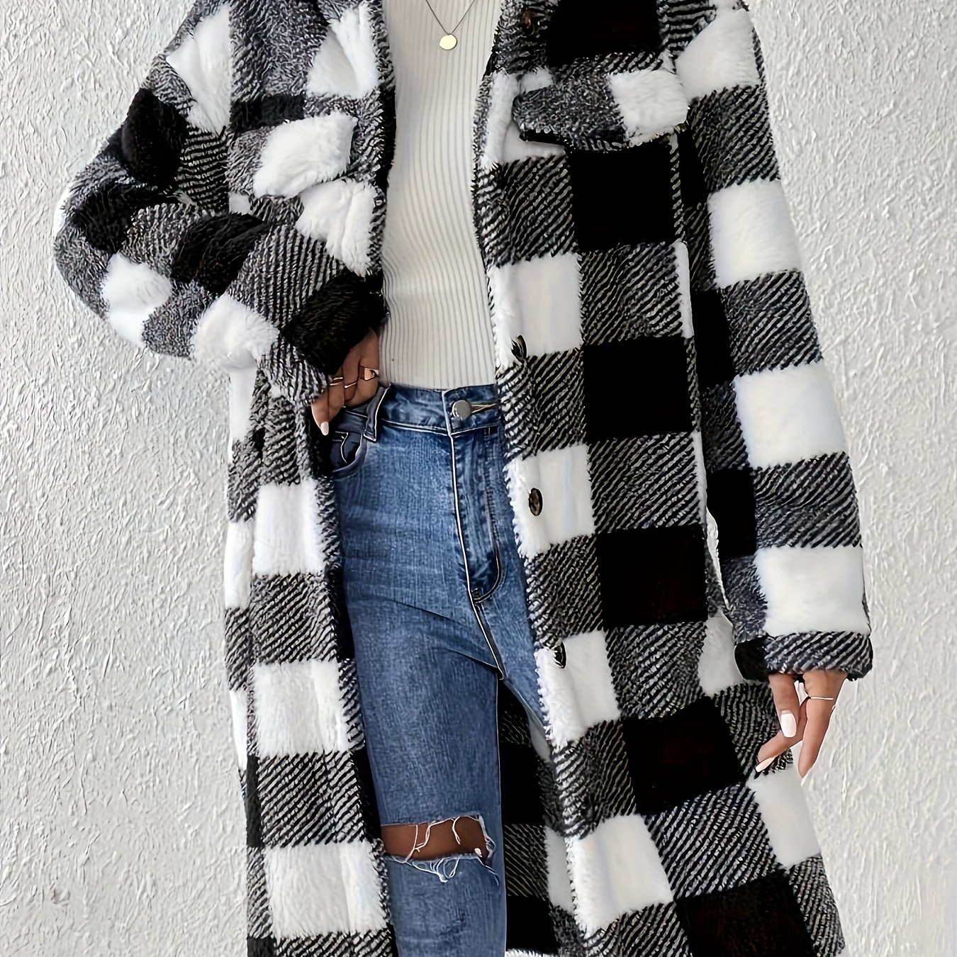 Image of New Autumn/winter Reversible Plush Hooded Long-sleeve Midi-length Jacket