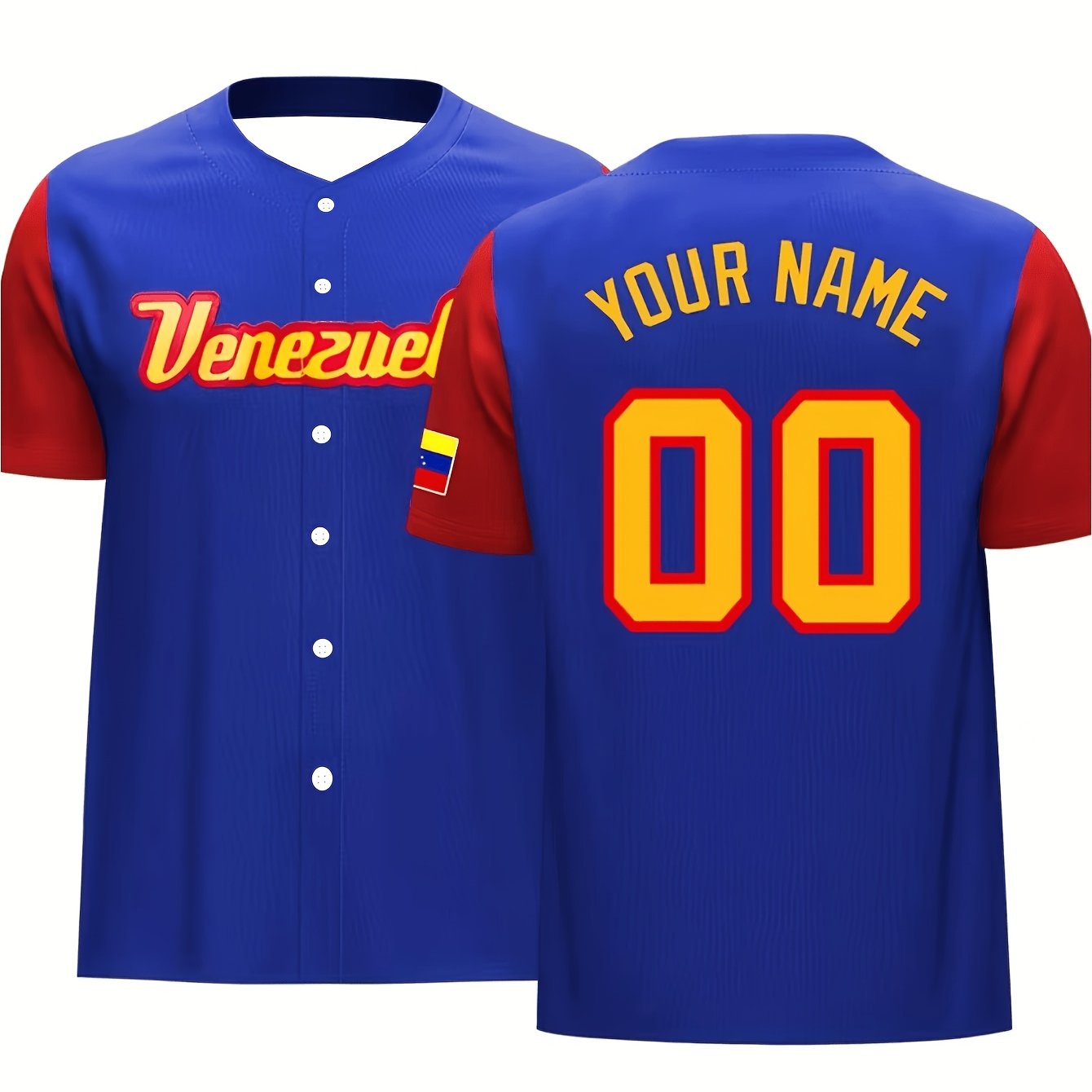 TEMU Camiseta de béisbol para hombre con y número personalizable, cuello en V, deportiva casual para exteriores, personalizada