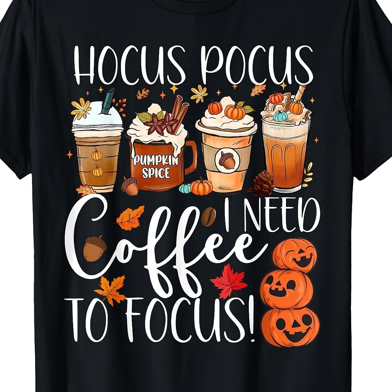 TEMU Plus Size - Cute " To Concentrate" Autumn T-shirt Vintage Casual Round Neck Printed T-shirt