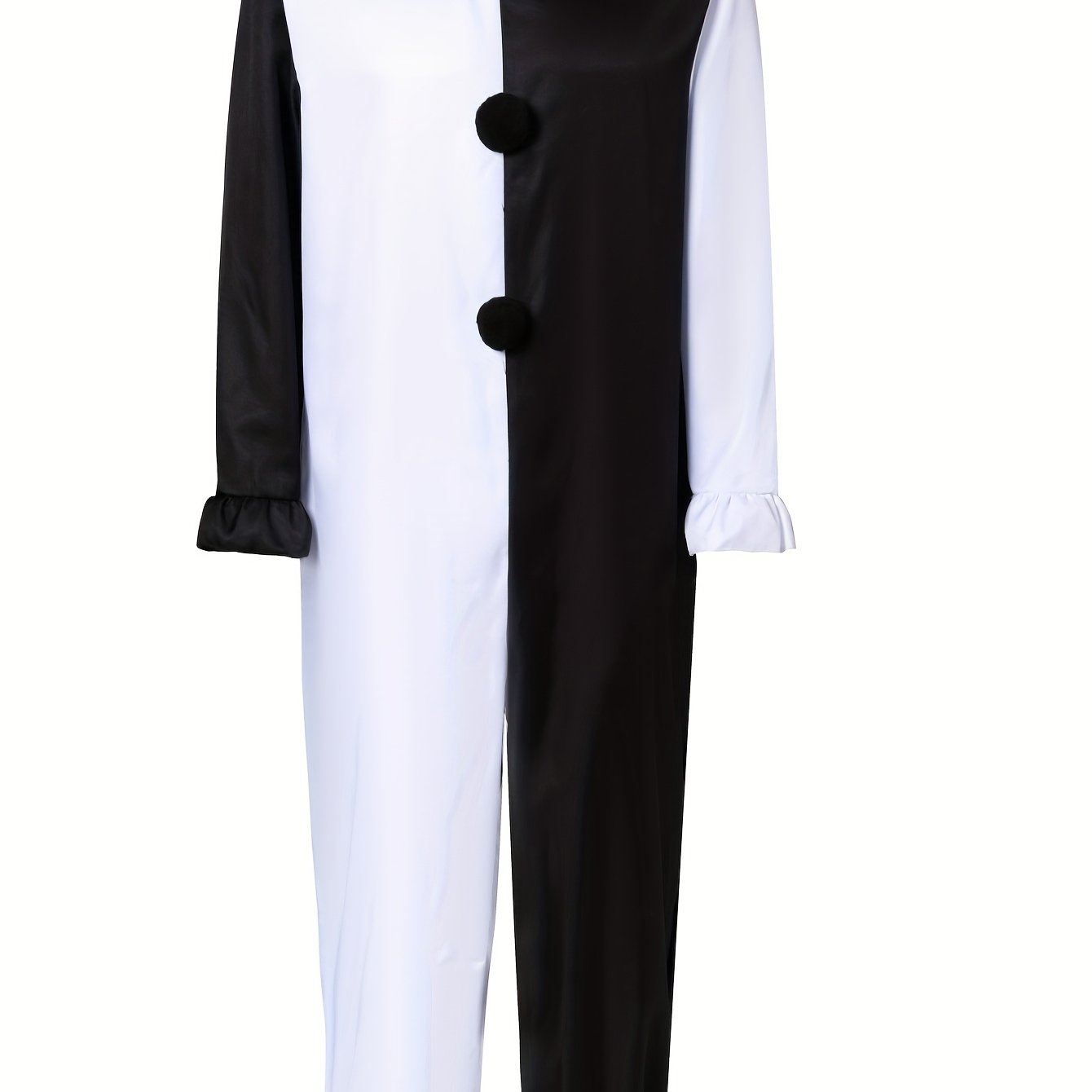 TEMU Halloween Clown Cosplay Jumpsuit Black And White Set Gloves Horror Role-playing Stage Performance Costume, Role Play Outfits Men