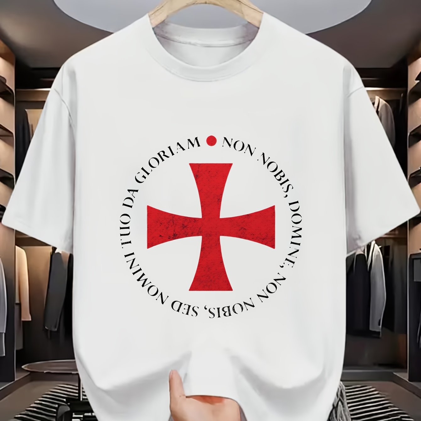 Cross Men's Casual Short Sleeve T-shirt Crew Neck 100% Comfortable Fabric Holiday Essential