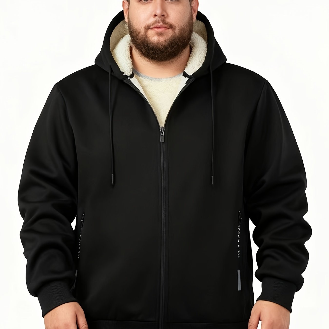 TEMU Men's Winter -lined Hooded Jacket, /autumn Casual Versatile Oversized Personality Coat Loose Style, Plus Size