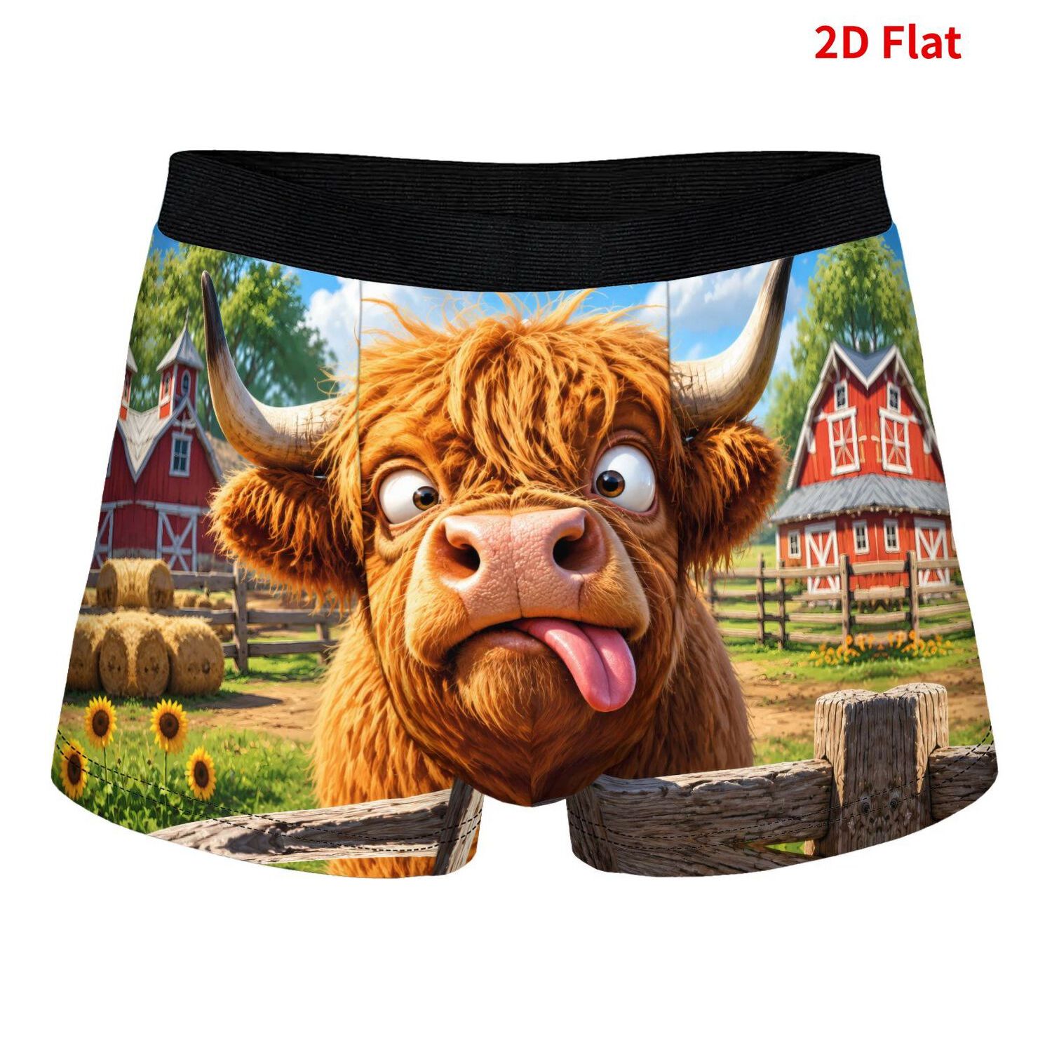 TEMU 2d Print Design Funny Cow Barnyard Men's Graffiti Underwear, Comfortable Underwear With Print Design, Machine Washable, Soft Fabric, As A Gift