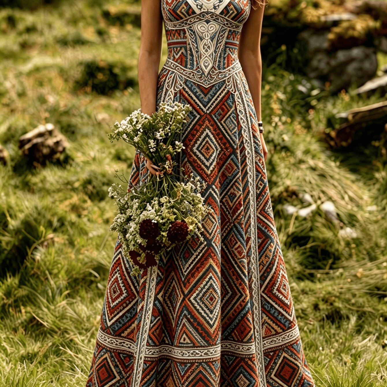 Image of Women's Boho Maxi Dress V-neck Sleeveless A-line Flowy Bohemian Wedding Guest Dress With - Machine Washable Loose Fit Beach Party Evening Gown Suitable For Beach Weddings, Prom, Special Occasions