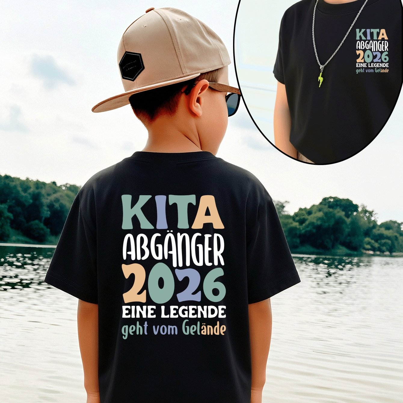 Image of Boys T-shirt 100% Cotton T-shirt Boys' Short-sleeve T-shirts Boys' Short-sleeve T-shirts For Summer Kita Graduates 2026 Legend Leaves Campus