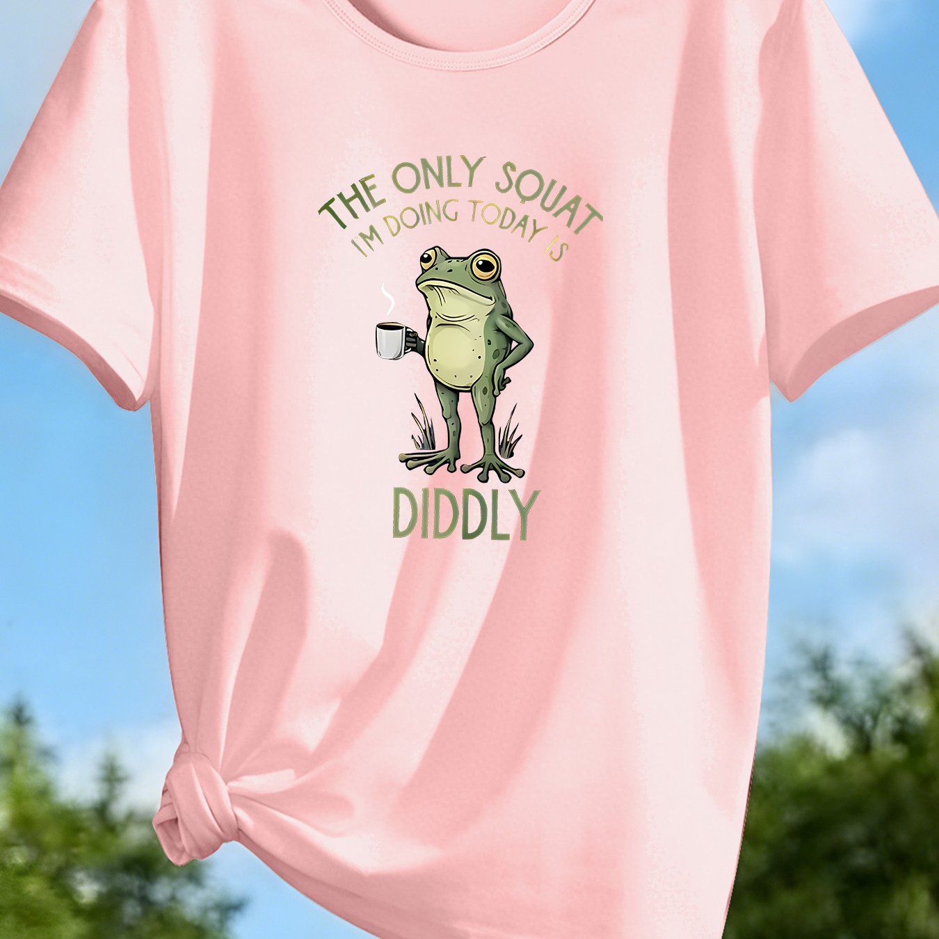 TEMU Women's Casual T-shirt - Fun Frog Drinking - Printed Style - Women's Casual Athletic Tee - Beautiful Short Sleeve, , Comfortable Fabric, Street