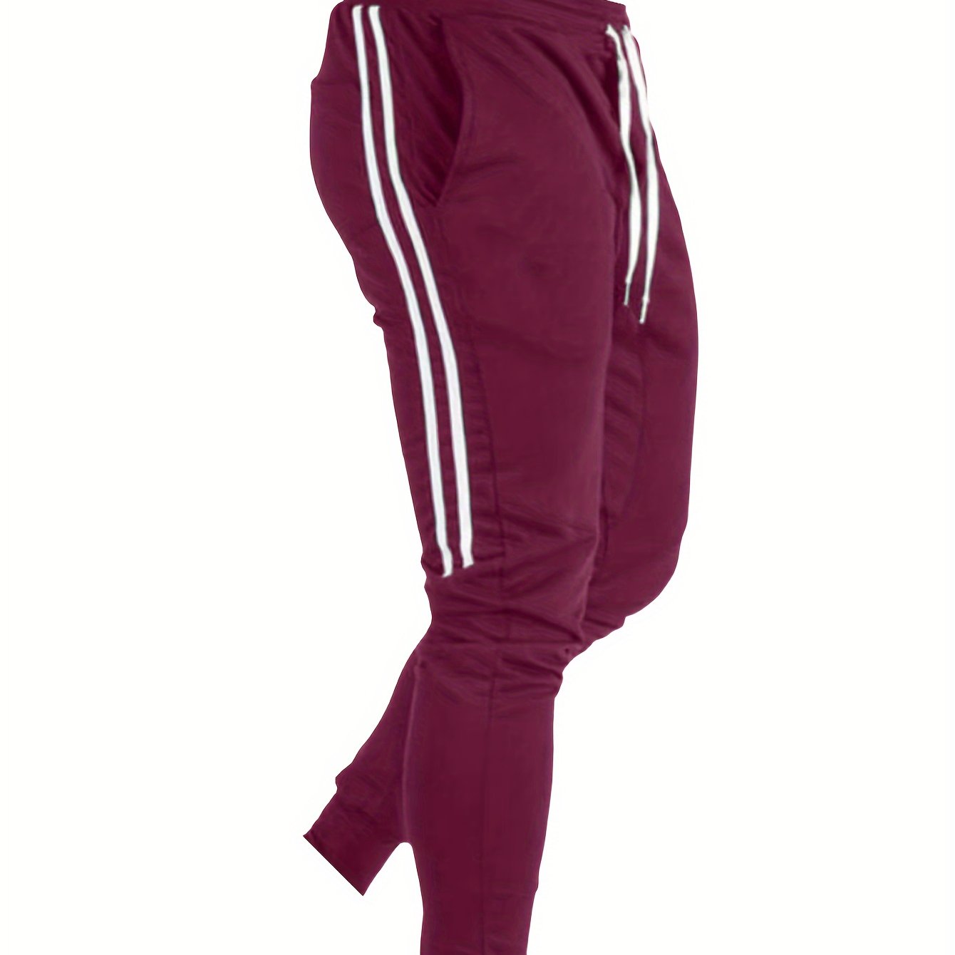 TEMU Pantalones Deportivos Para Hombre De Ajuste Regular Y Puños Con Rayas De Contraste, Ligeros Y De Secado Rápido Para Todas , Gimnasio, Y Ropa De