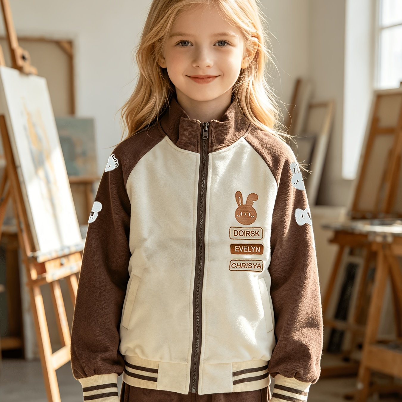 Girls' Baseball Uniform Set with Casual Jacket and Pants