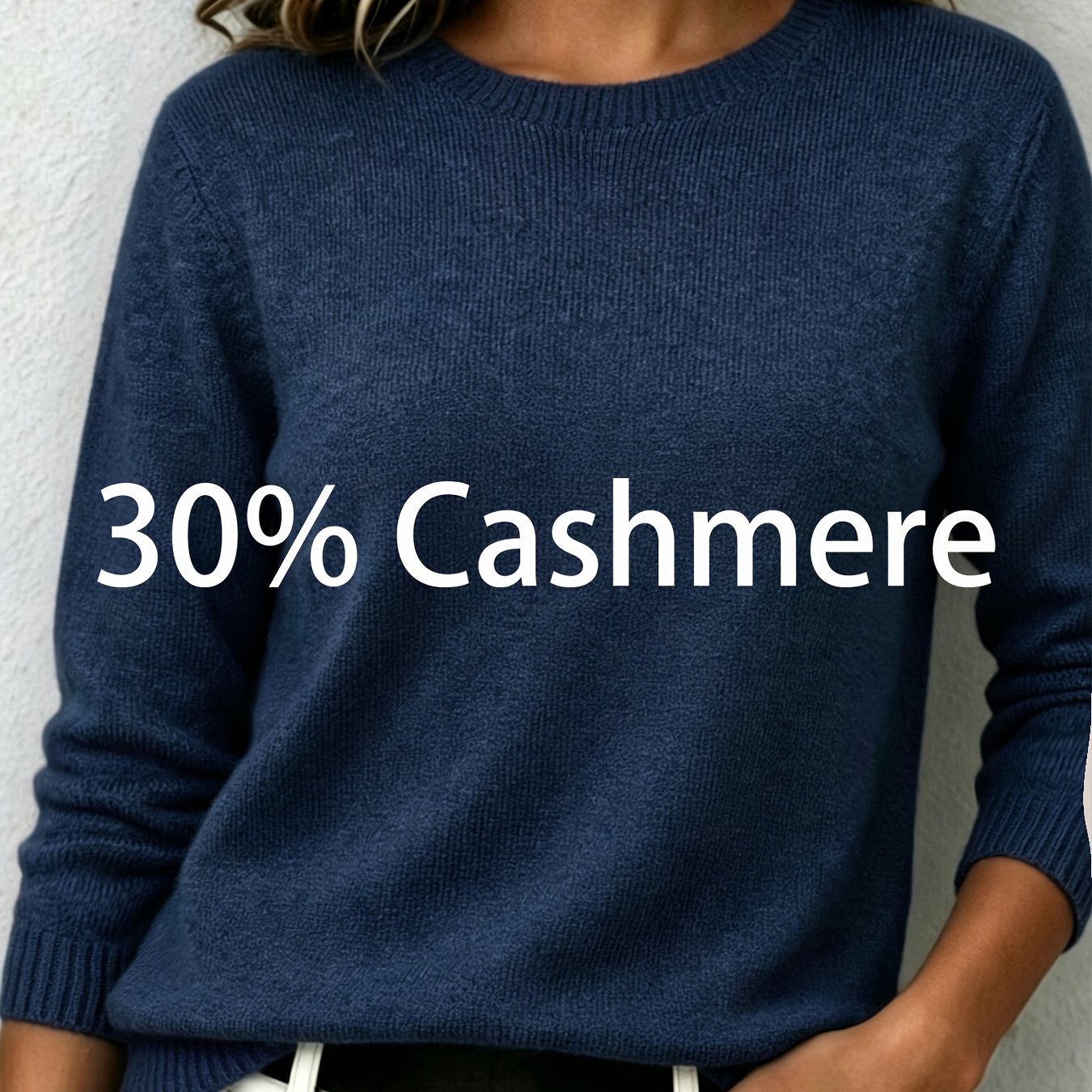 TEMU Haut en pour femme à col ras du cou et manches longues, T-shirt , confortable et à texture pelucheuse , pull de couche interne polyvalent de