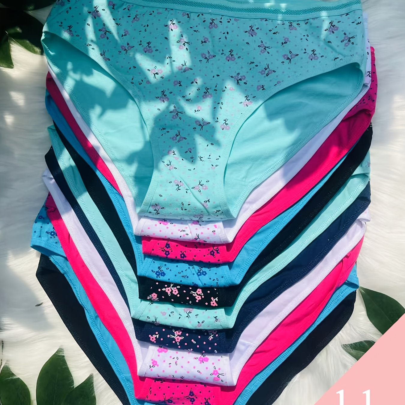 TEMU 11 pièces Culottes Femme Imprimé Floral Taille Grande Sous-vêtements Maman Culottes Mi-Taille Intimité Féminine