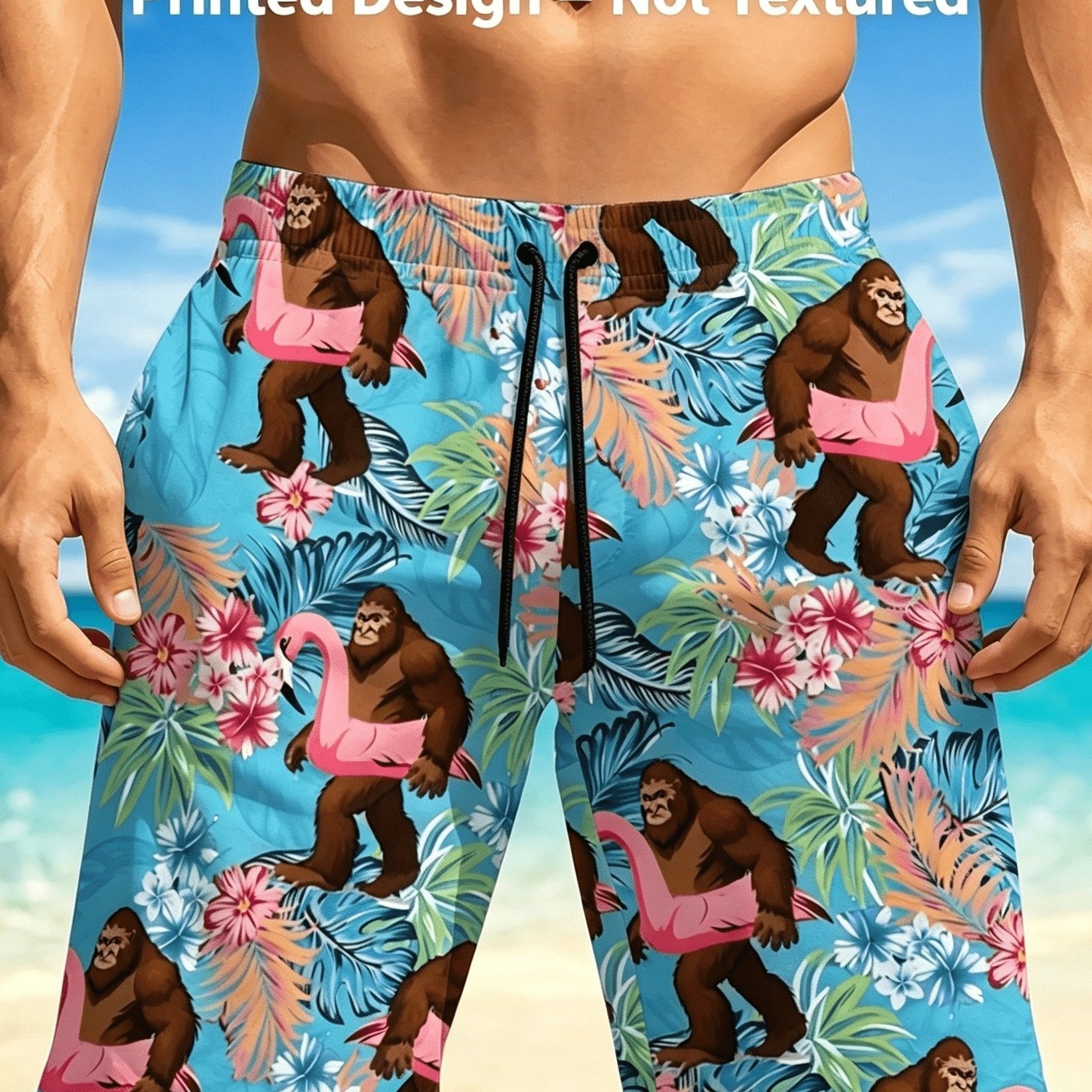 TEMU Men's Quick-drying Breathable Beach Shorts, Featuring Colorful , Elastic Waistband With Drawstring, And Pockets, Shorts Are Perfect For ,
