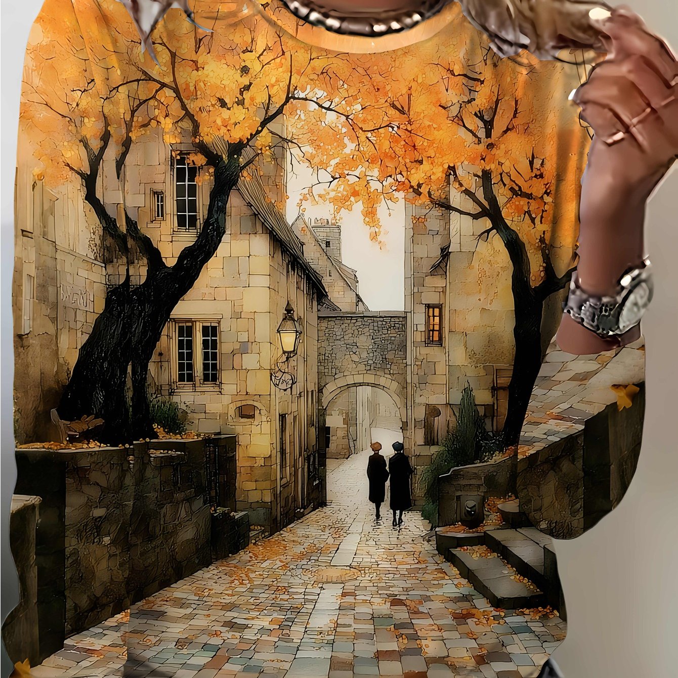 TEMU Women's Autumn European Painting Print Sweater