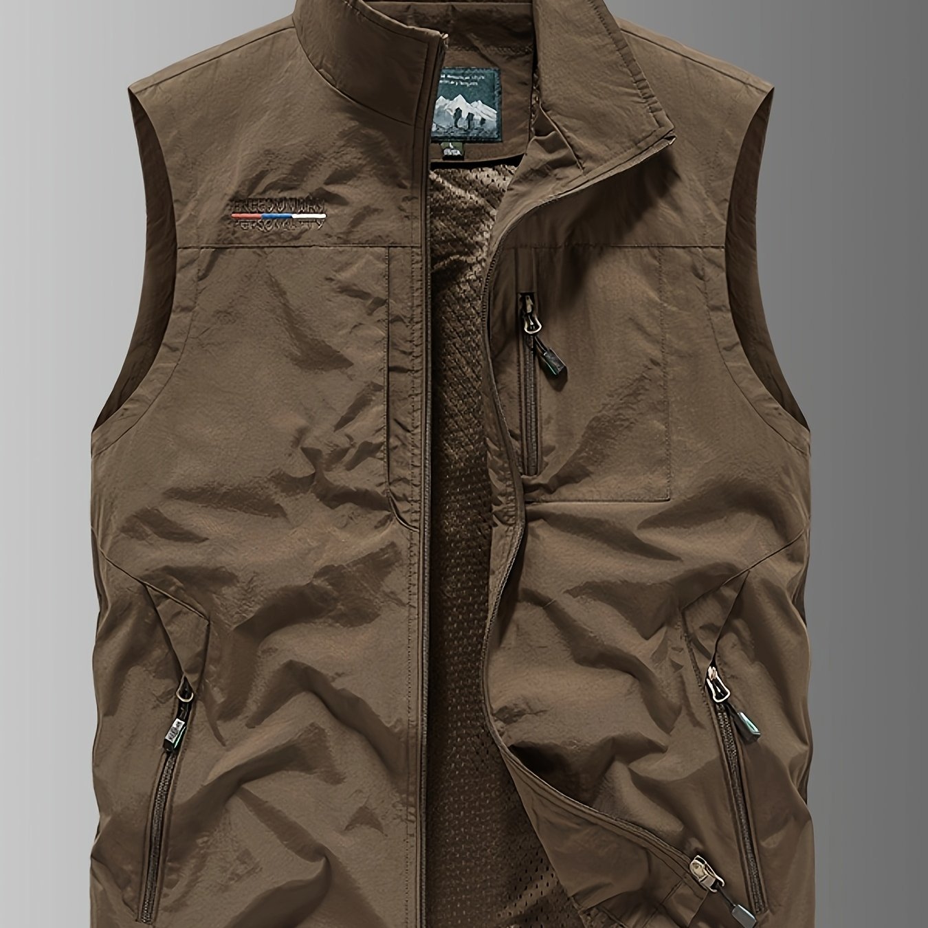 TEMU Spring/summer 's Sleeveless Fishing Vest, Outdoor Multi-pocket Casual Photography Fishing Stand Collar Vest, Non-stretch Fabric Outdoor Tool ,