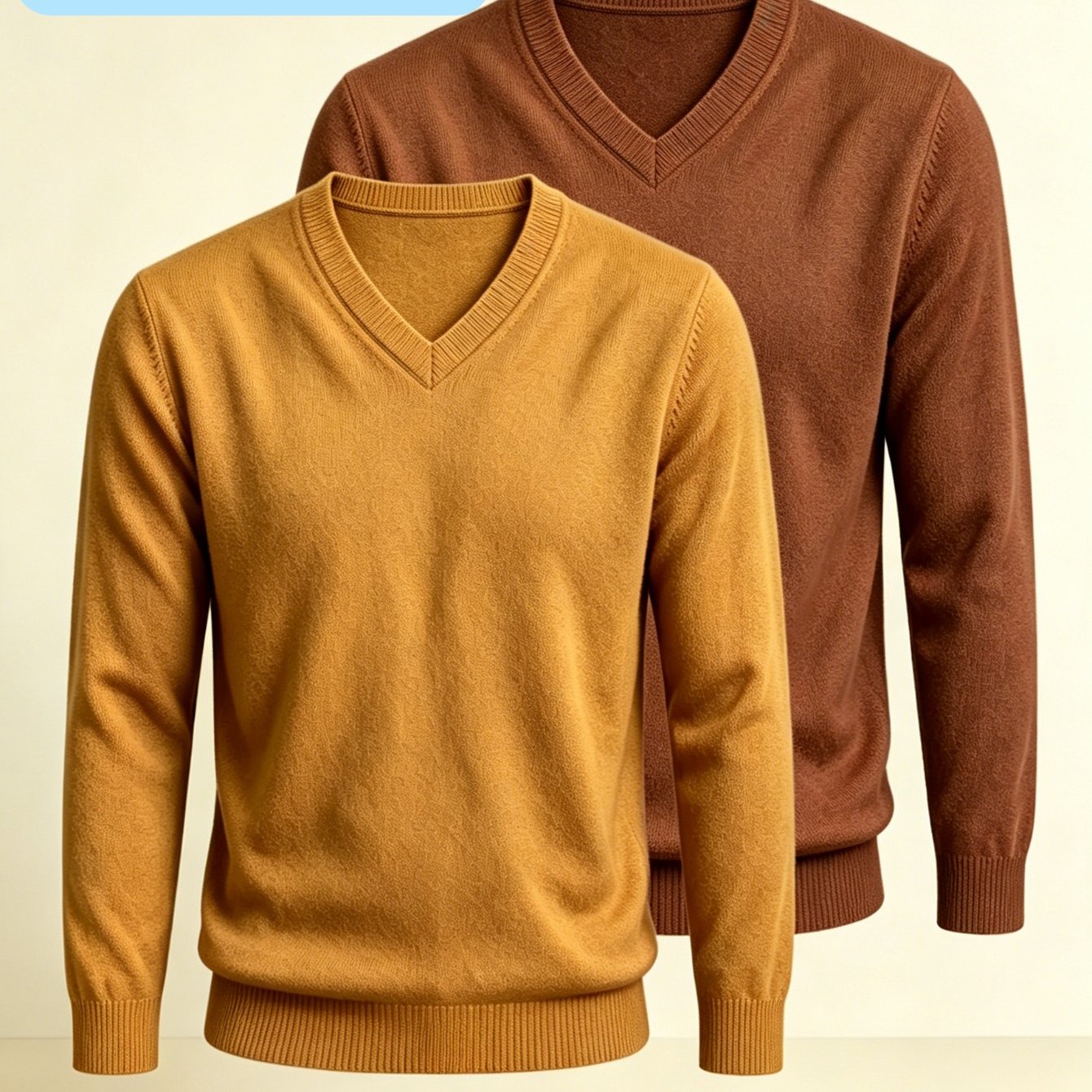 TEMU 2pcs Men's Soft Ribbed Sweater - Crew Neck Long Sleeve Pullover, Solid Color Stretchable Layering Jumper Suitable For Casual & Winter, Machine