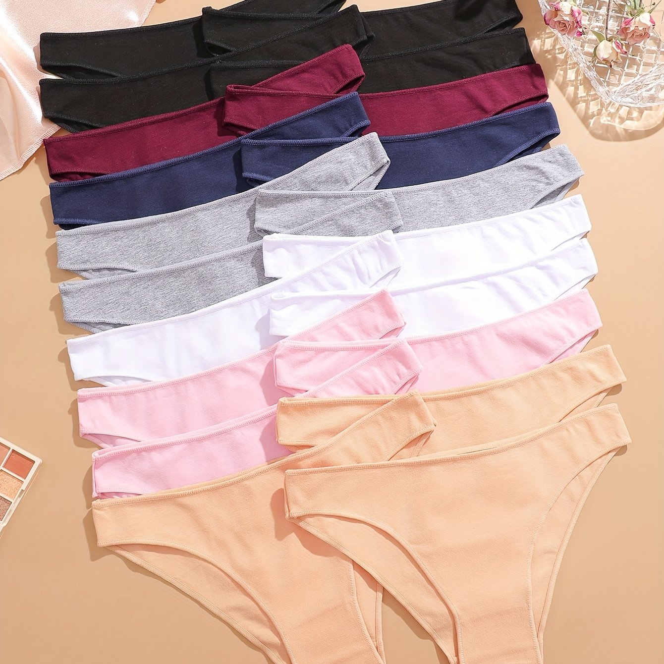 TEMU 20pcs Set Of Solid Color Underwear, Fashionable, Comfortable, Soft And Elastic Underwear, Suitable For Daily Commuting, Women's Underwear And