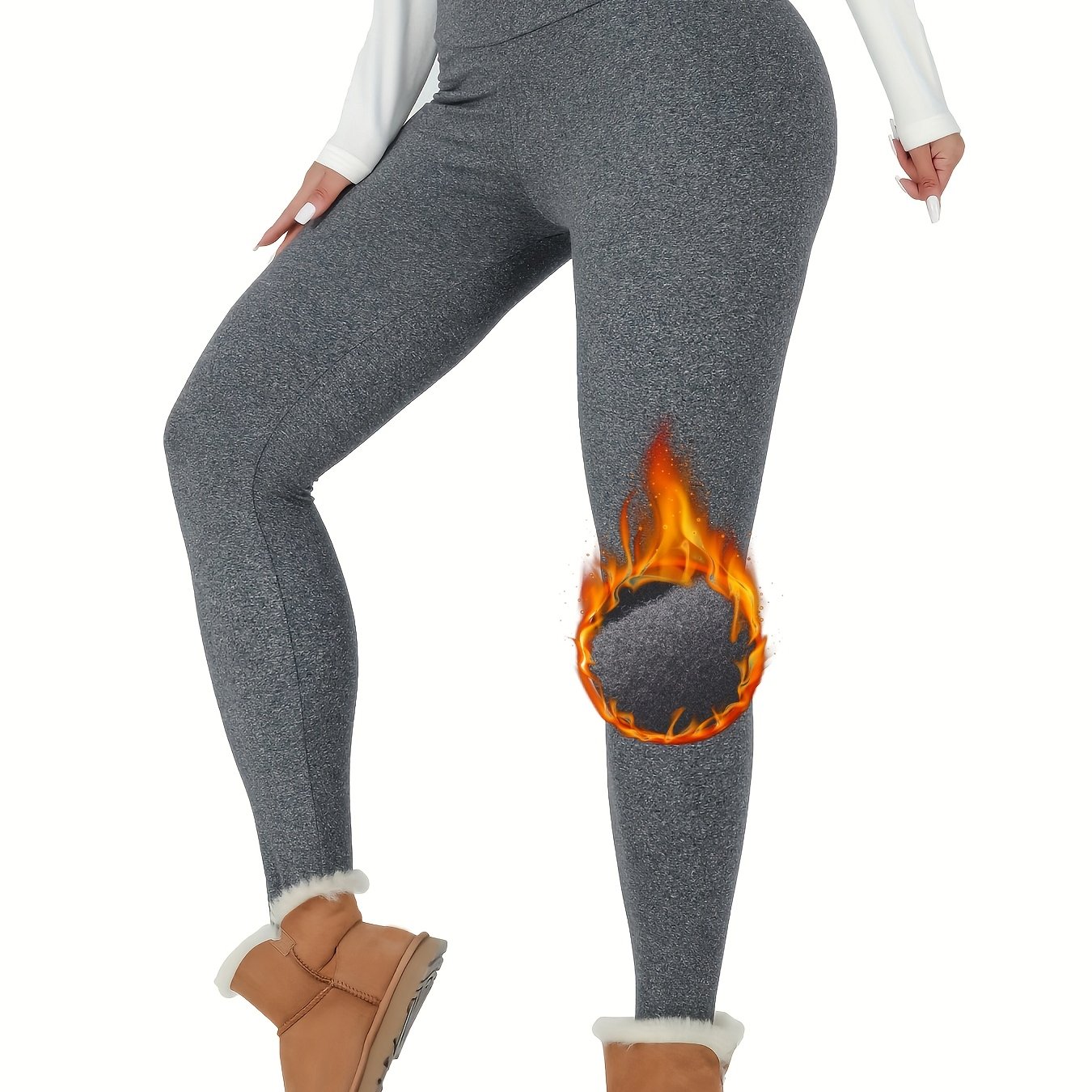 Image of Women's Thermal Fleece Lined High-waisted Leggings. Workout Winter Warm Thick Tights Soft Yoga Pants