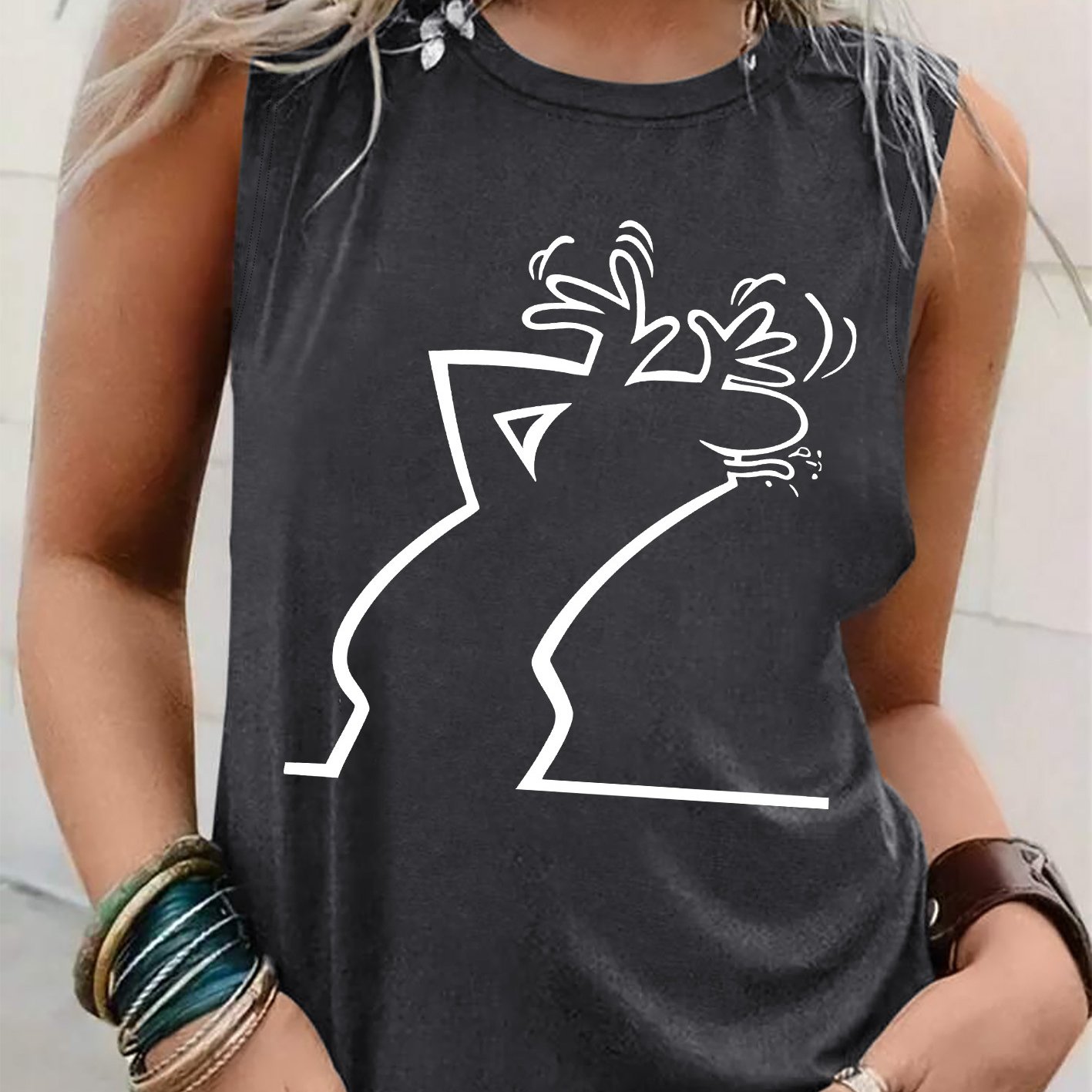 TEMU Round Neck Sleeveless Summer Tank Top, A Stylish And Versatile Piece