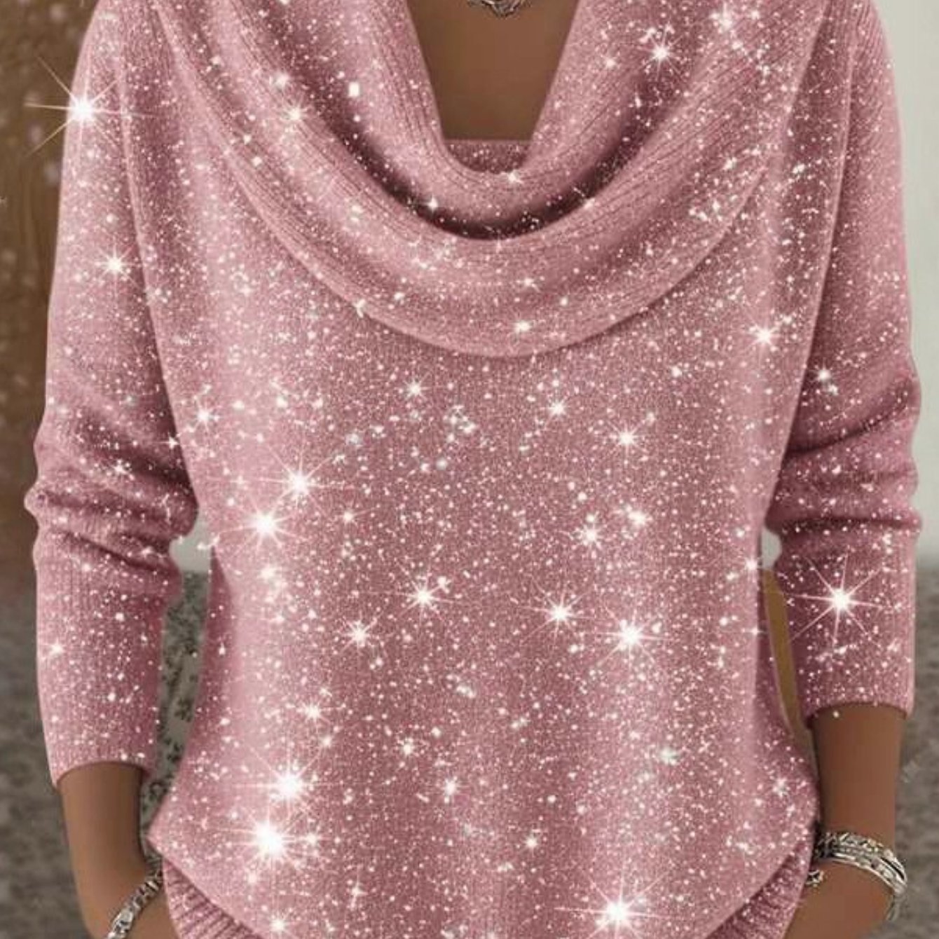TEMU New Solid-color Shiny Long-sleeved Top Sweater For Autumn And Winter 2026