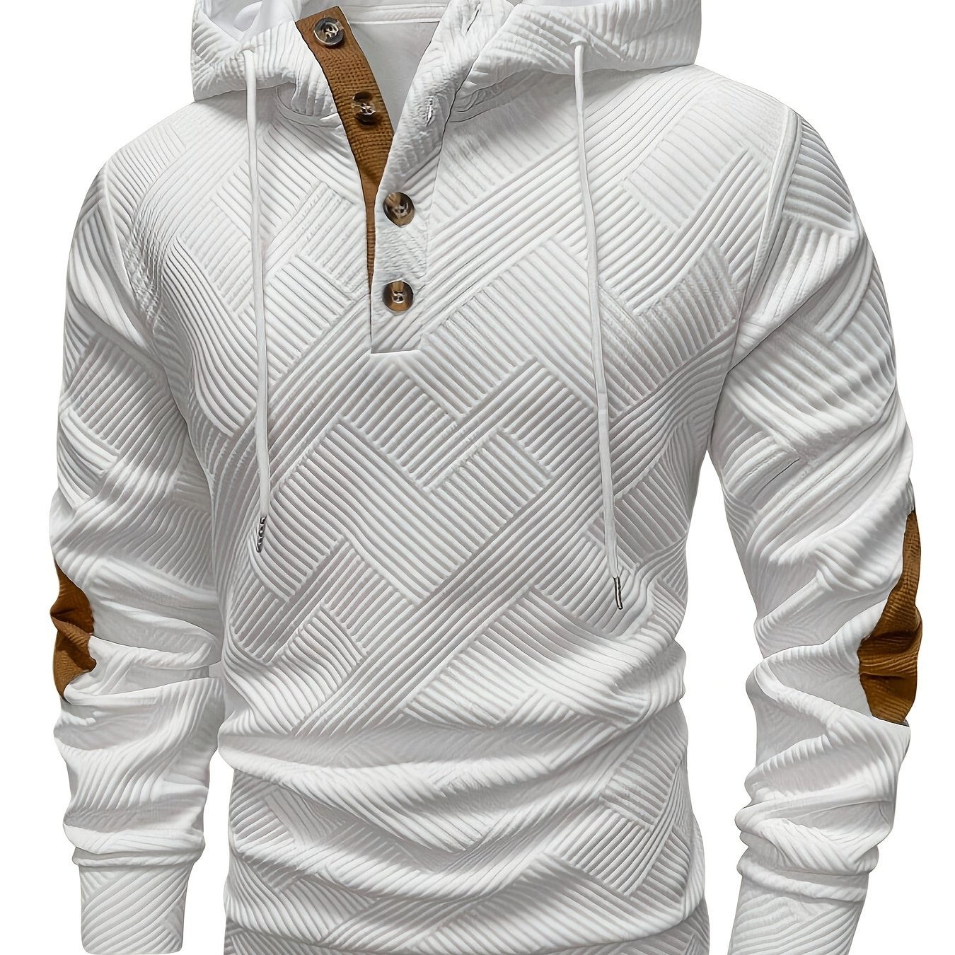 TEMU Men's Casual Hooded Zip-up Sweatshirt With Contrast Stitching - Lightweight Polyester, Machine Washable, Spring/fall Essential For Sports & Leisur