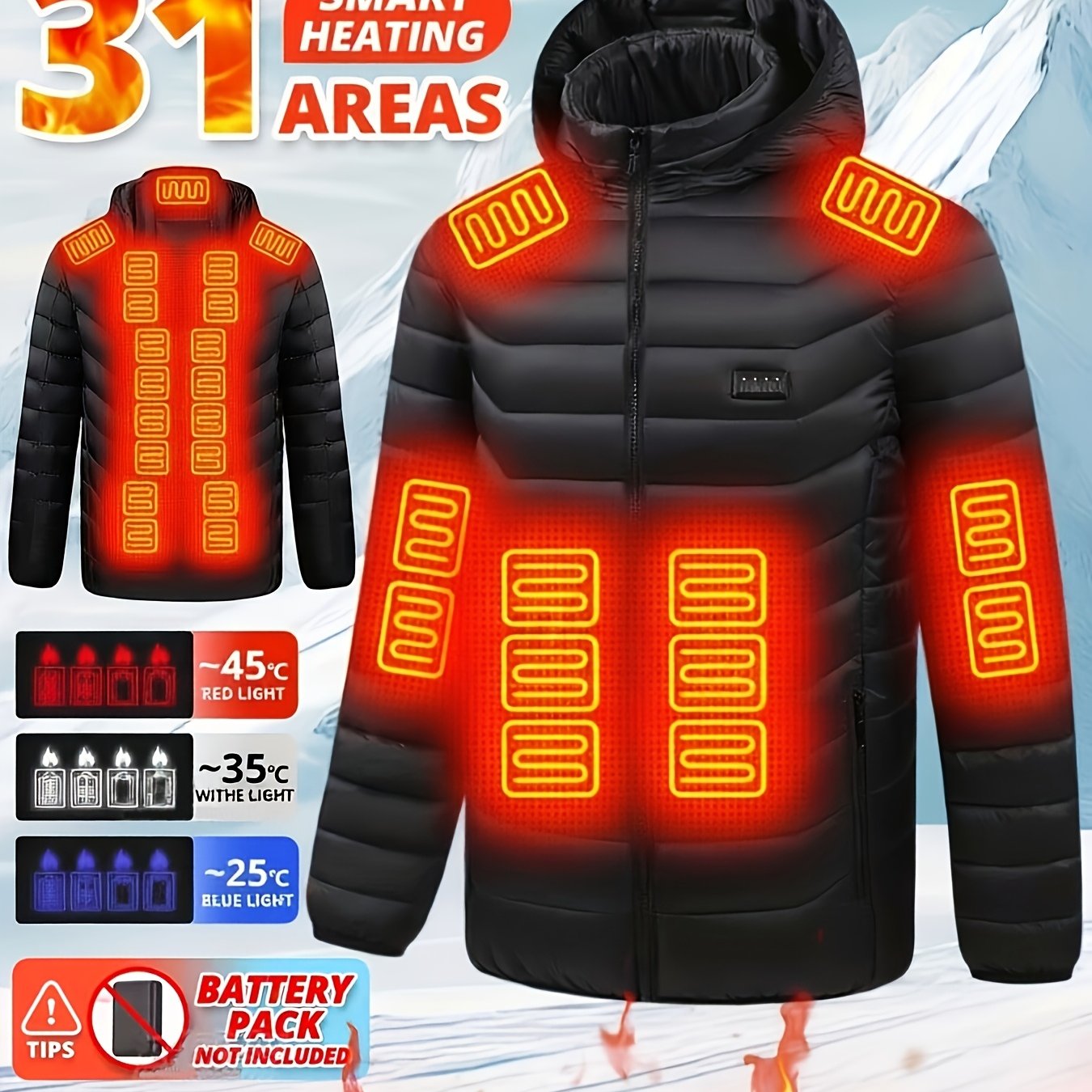 TEMU Chaqueta Inteligente Térmica para Hombre, Estilo para Pareja, Calefacción de 31 Zonas con Ajuste de 4 Niveles, Chaqueta Térmica, Chaqueta ,
