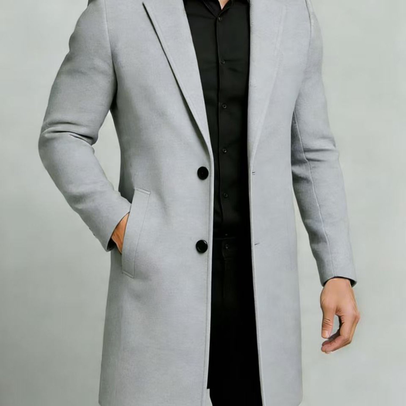 TEMU 2026 European And American Spring/autumn Men's Fashionable And Comfortable 2-button Trench Coat With Slant Pockets, Simple And Casual For ,