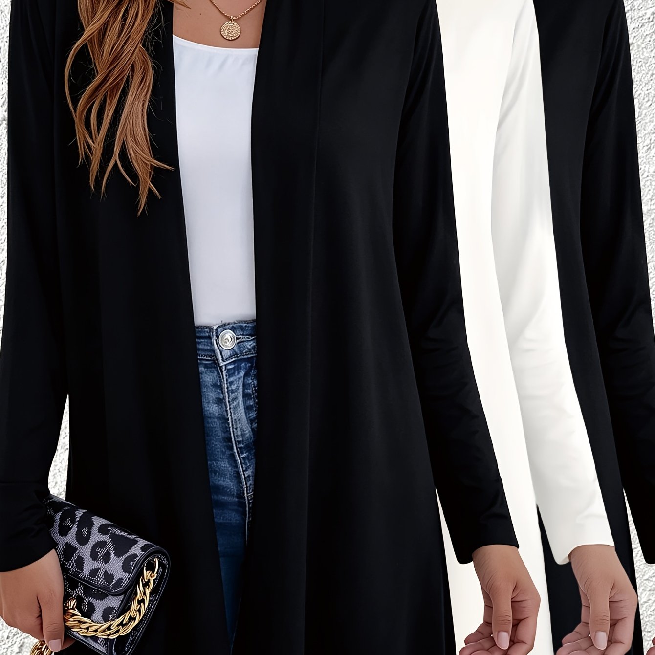 TEMU 3pcs Set, Full Of ! Versatile Cardigan Overcoat With Button-up Hem, Comfortable And Relaxed