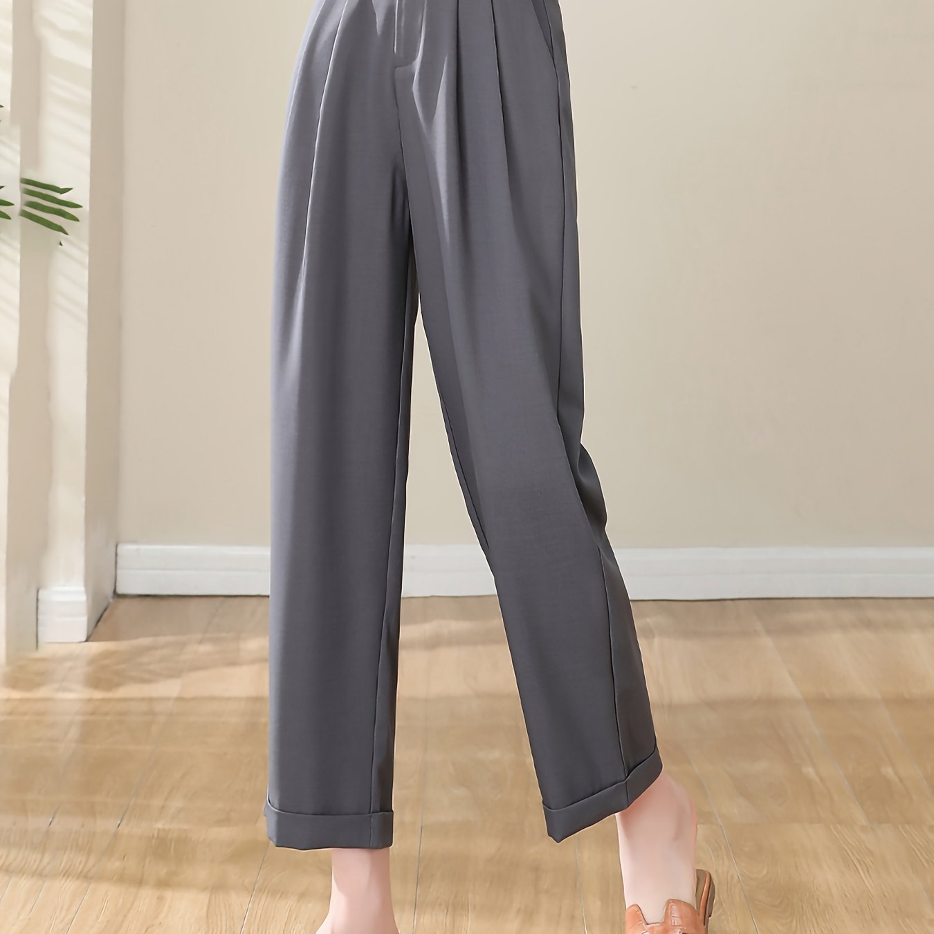 Classic High Waist Straight Leg Slant Pocket Pleated Tailored Pants - –  Trendy & Unique