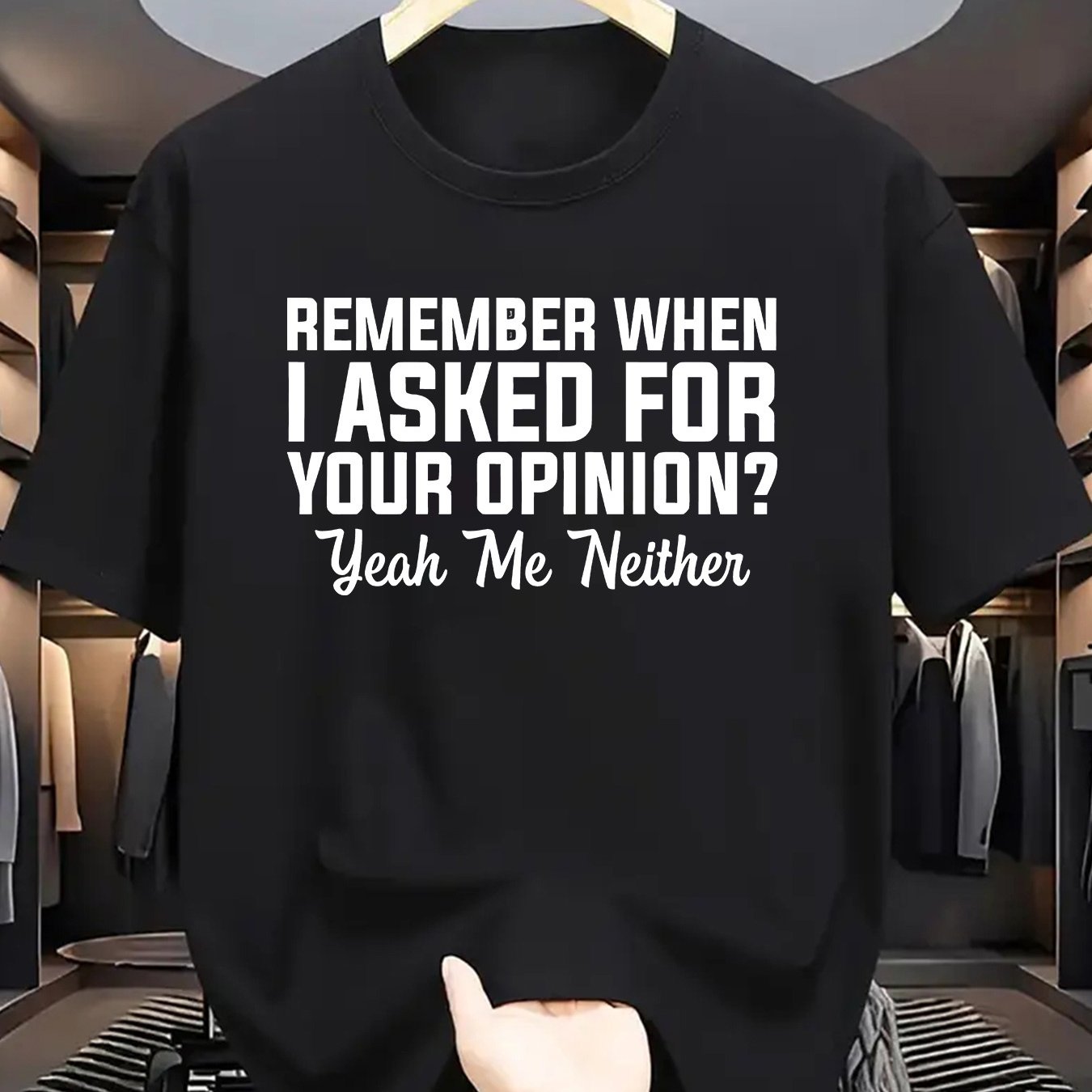 TEMU Men's Humorous Text " I For Your ? Me Neither" Casual T-shirt, Classic Crew Neck, Unique Print Design, Fashionable And Versatile, Suitable For