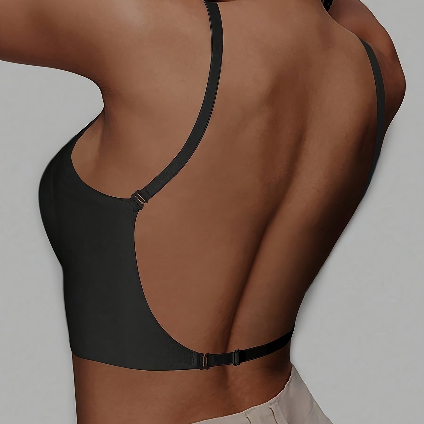 Image of A Seamless, Backless Wireless Bra Featuring -way Cross-, Removable Pads, And Adjustable Straps, Perfect For Elegant Everyday Wear, Comfortable Lingerie, Stylish Undergarments, And A Smooth Texture