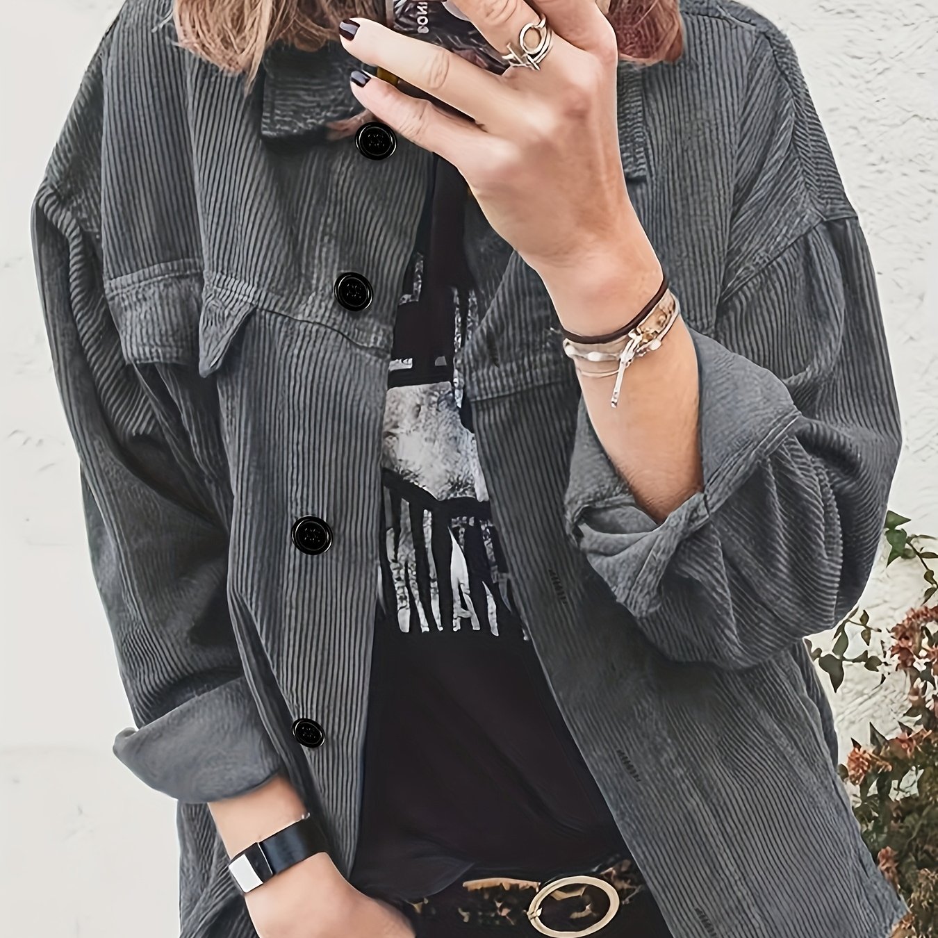 Plus Size - Plus Size - Corduroy Jacket