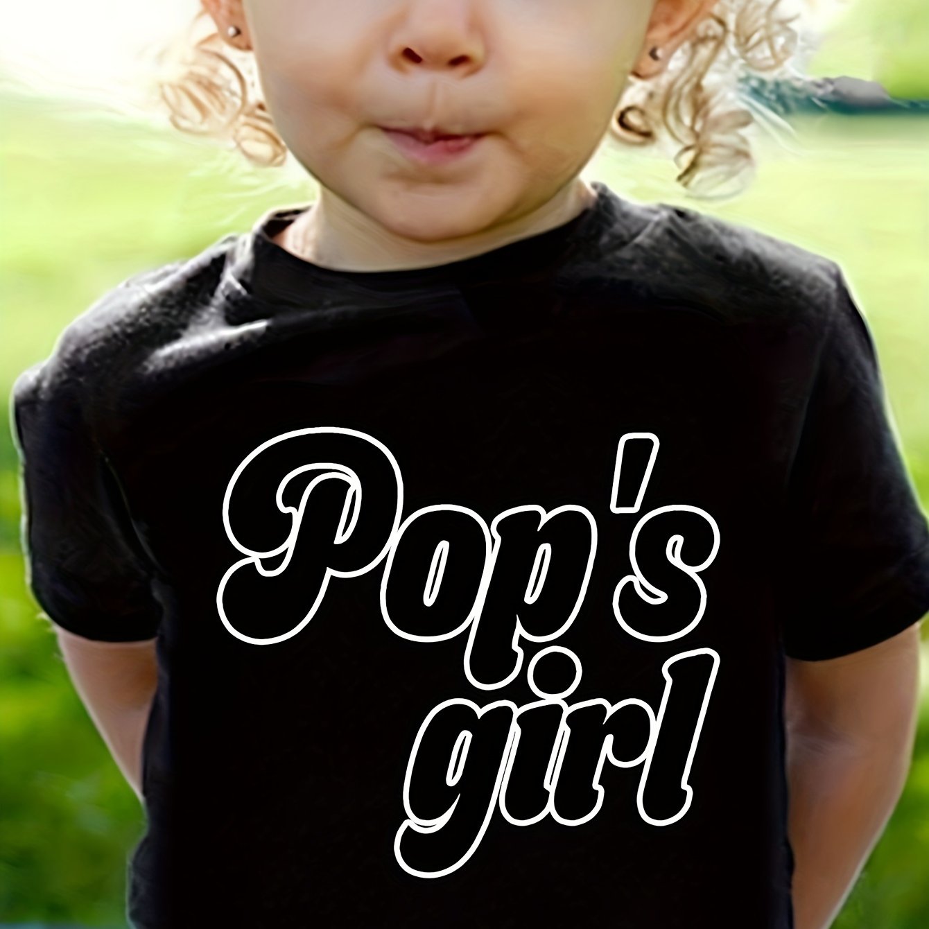 Girl Cotton T-shirt - Casual Summer Short Sleeve, Crew Neck, Letter Print - Machine Washable, Ideal Gift For Girls Under 12 Years Old, Material