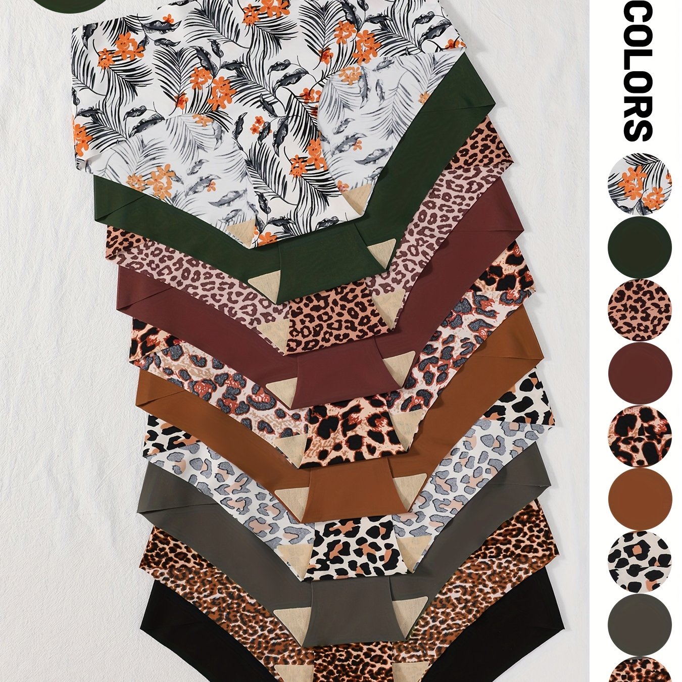 TEMU 10-pack Seamless Women's Underwear, Comfortable & Breathable Briefs, Printed Panties, Solid & Printed Mixed Styles, Suitable For & Daily Wear