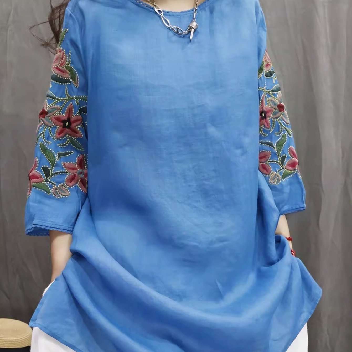 TEMU 【商品名】アンド リネン レディース シャツ ドレス、ヘビーエンング、ミディ丈、トップス、春夏、カジュアル、ファッショナブル、通勤、デート、パーティーに最適。国内発送