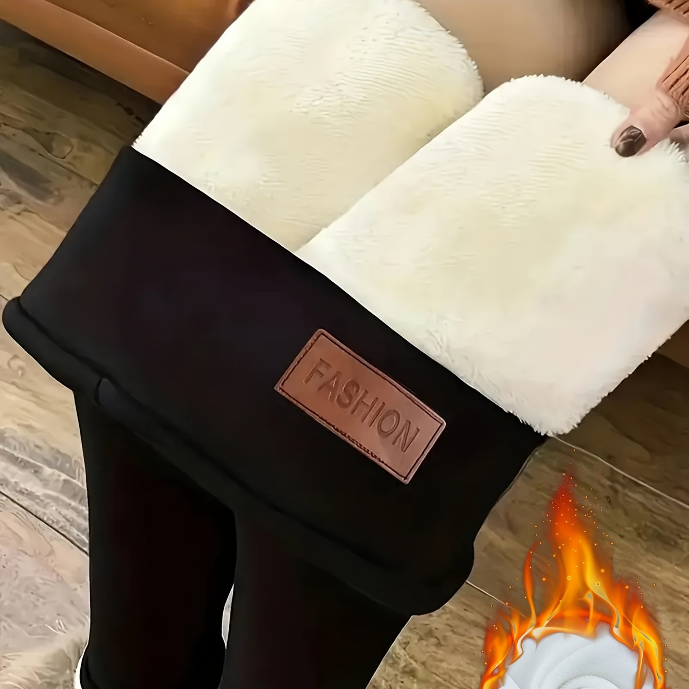 Image of Women's Fleece-lined Warm Leggings, Comfortable Fleece Tights For Autumn And Winter, Athletic Long Pants