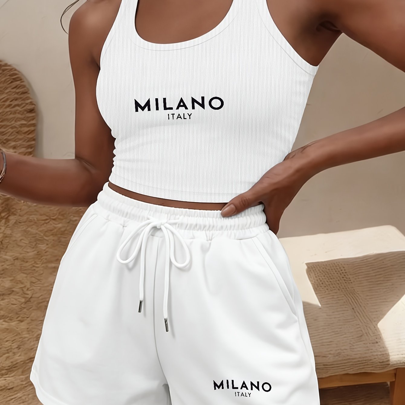 Soft And Comfortable Crop Top And Drawstring Shorts Set, Ideal For Relaxing, , And Casual